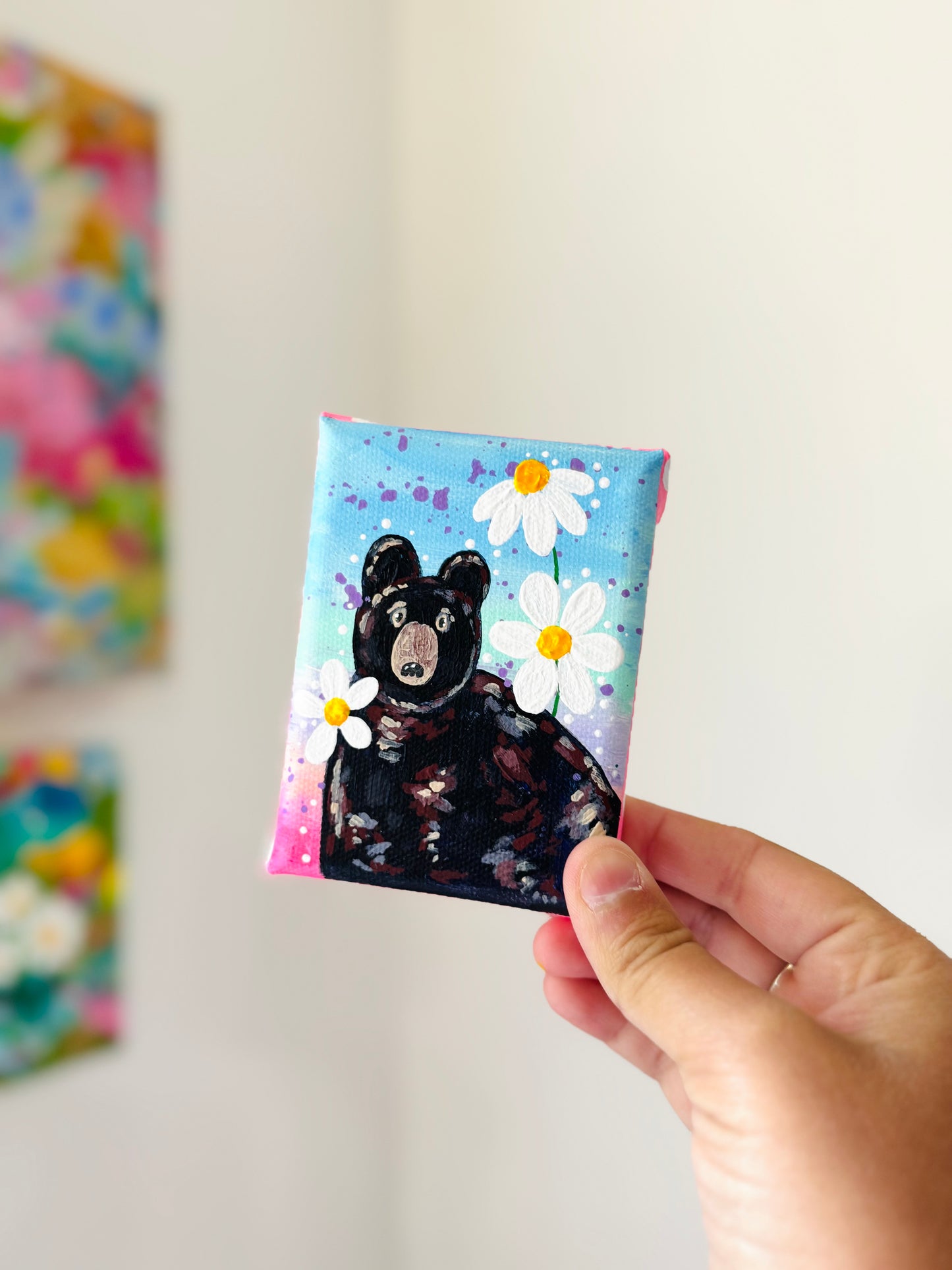 Black Bear Floral Mini Canvas 4