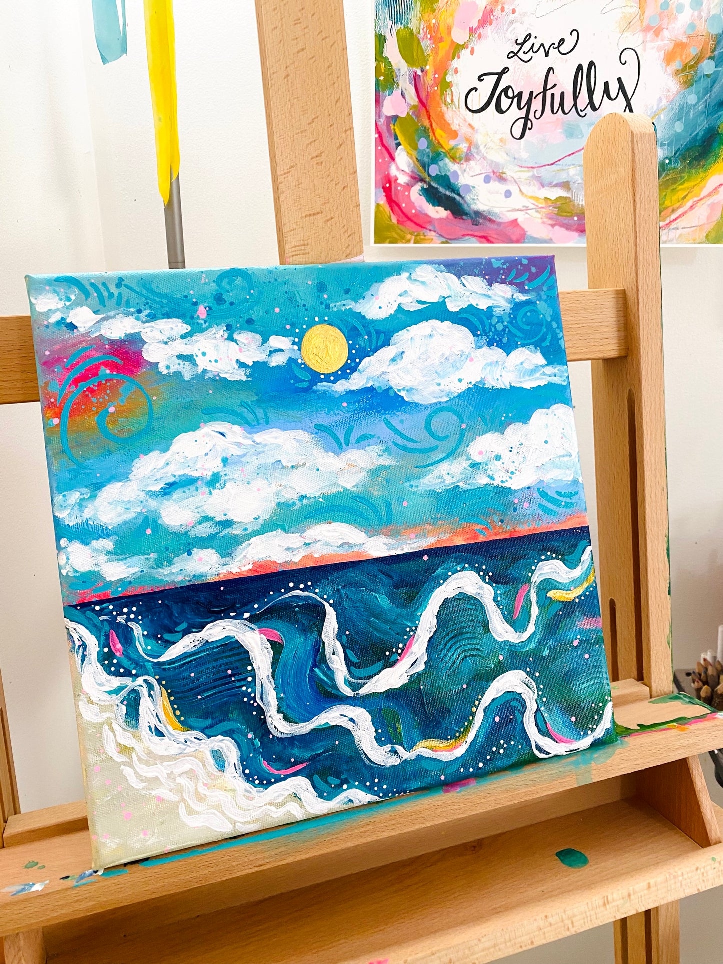 "It Turned into a Beach Day" 12x12 inch original beach painting on canvas