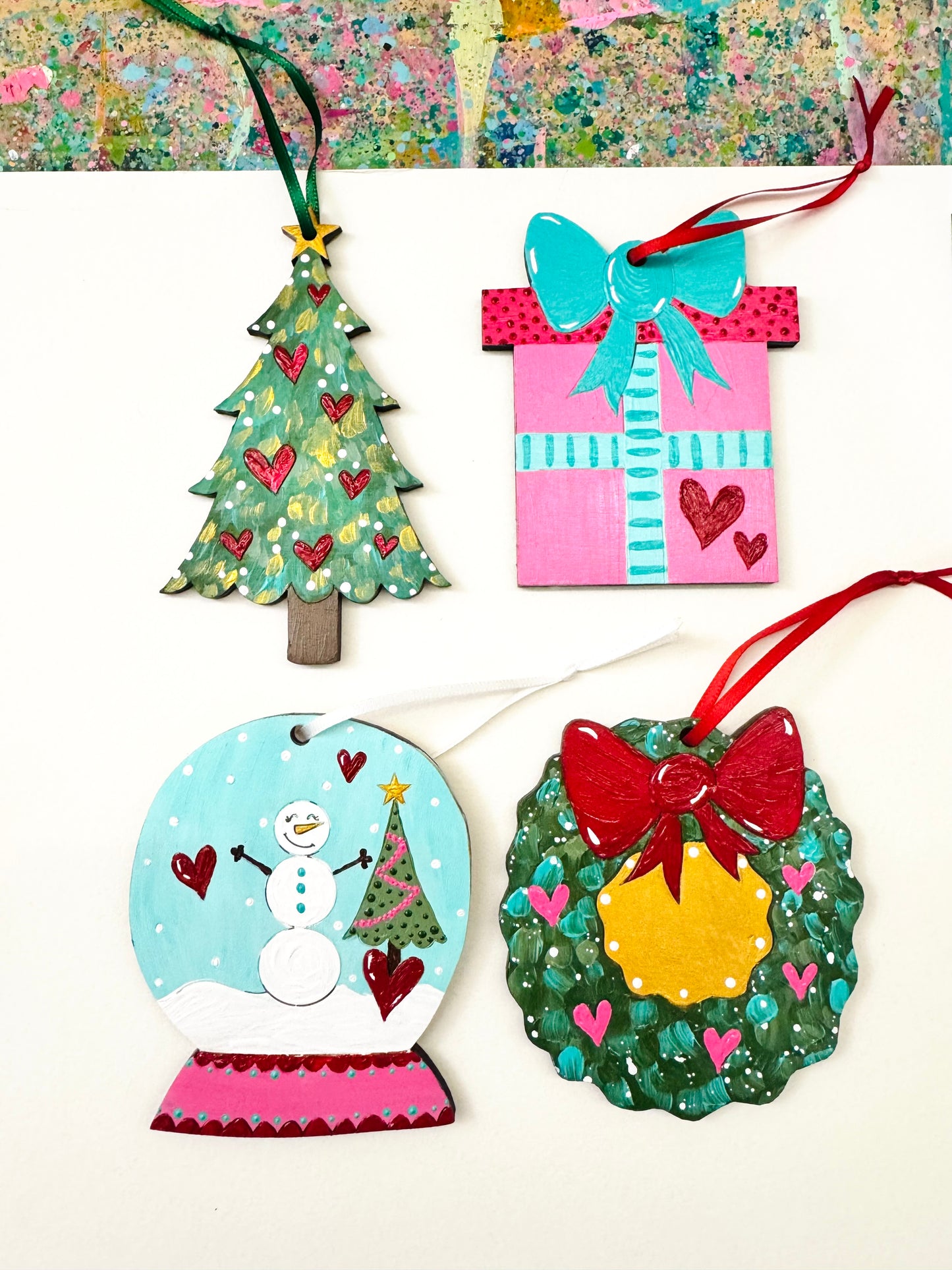 Christmas Ornament Art KIT - Paint Your Own Set of 4 Wooden Ornaments