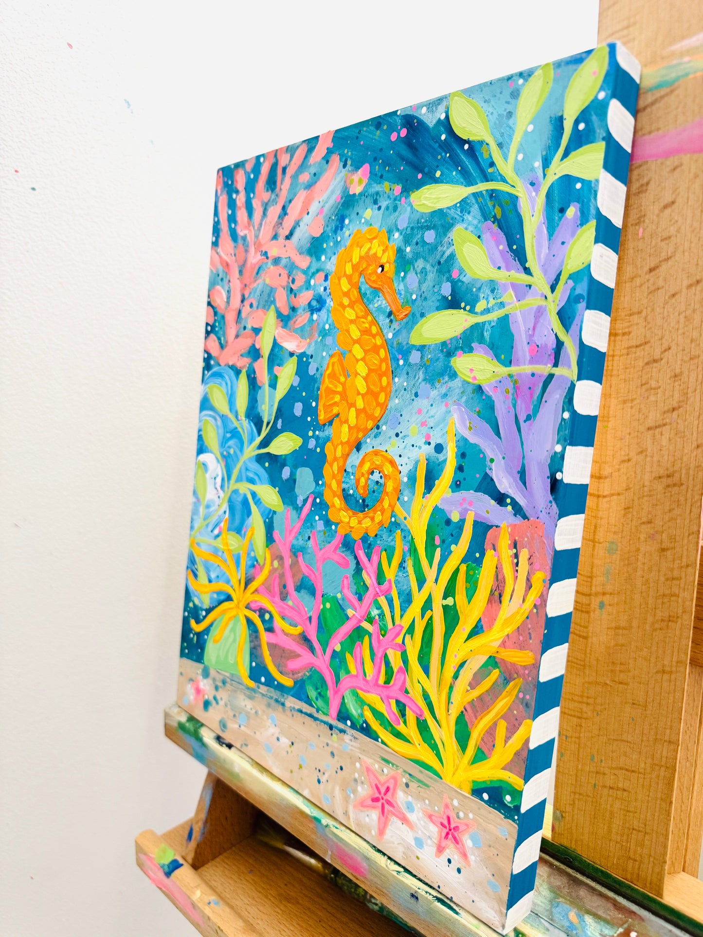 "Magic Beneath the Waves" Original Ocean Painting on 9x12 inch wood panel