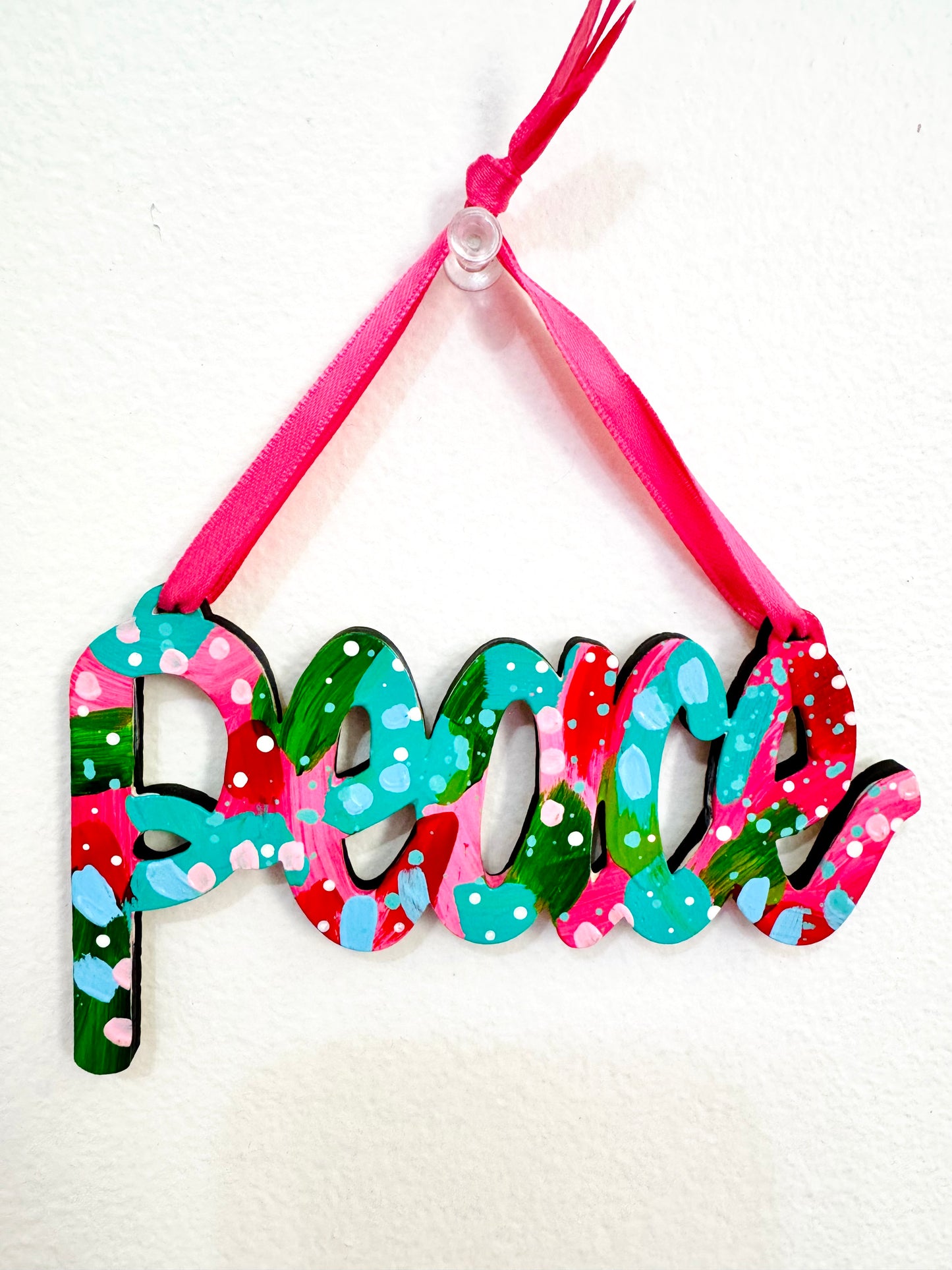 Hand Painted Peace Christmas Ornament 9