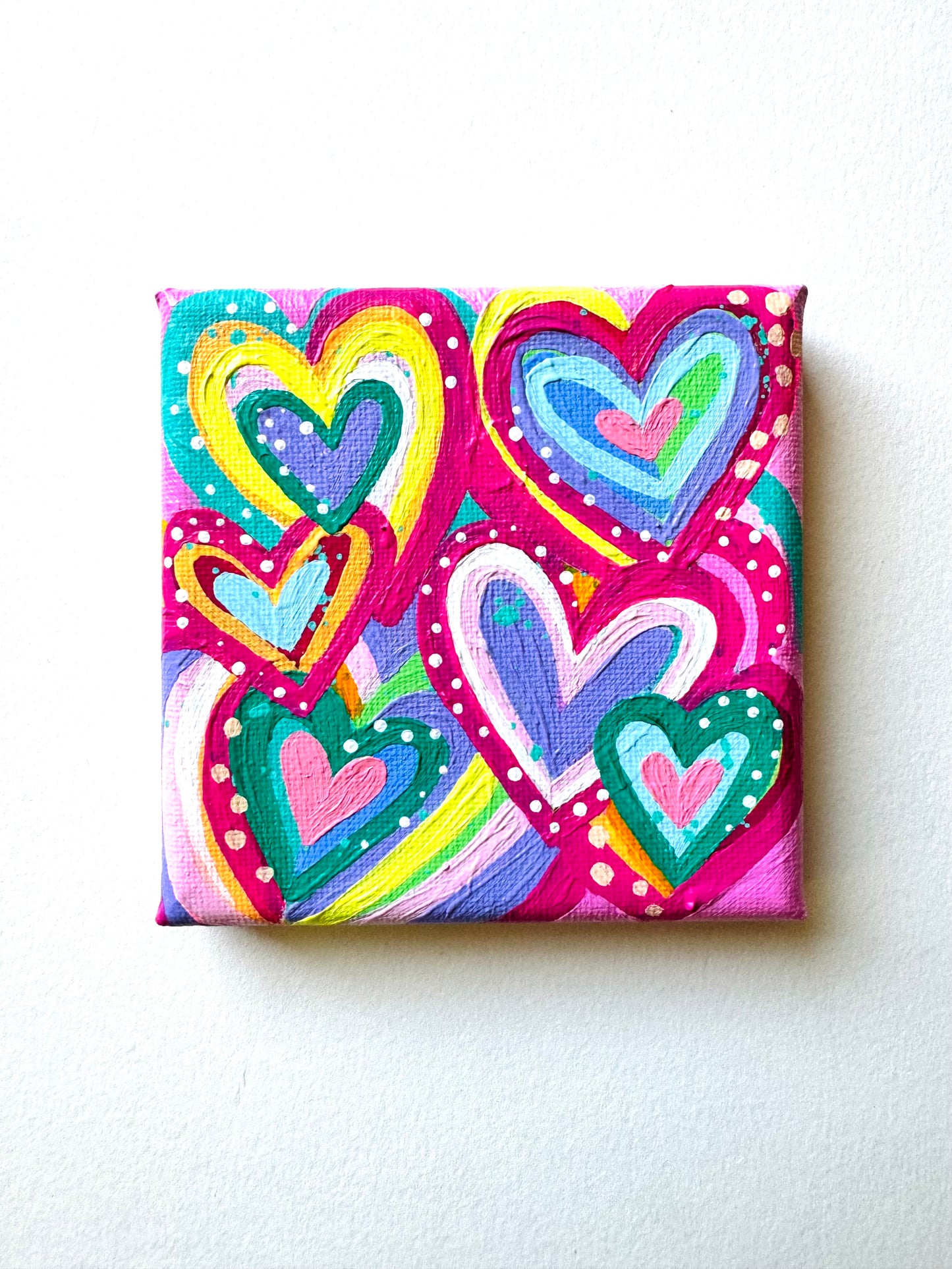 Original heart art on 4x4 inch canvas no.1