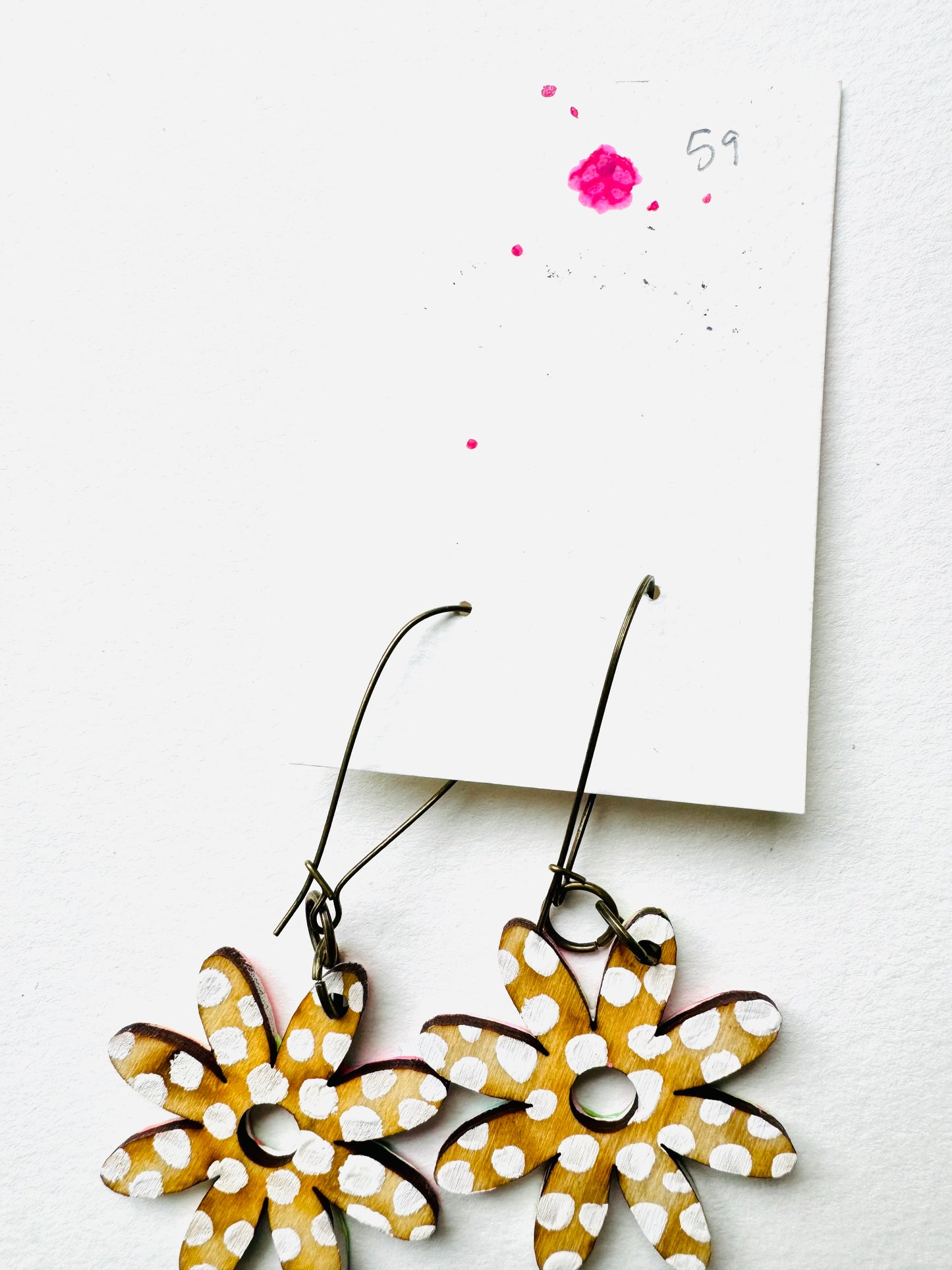 Colorful, Hand Painted Flower Earrings 59