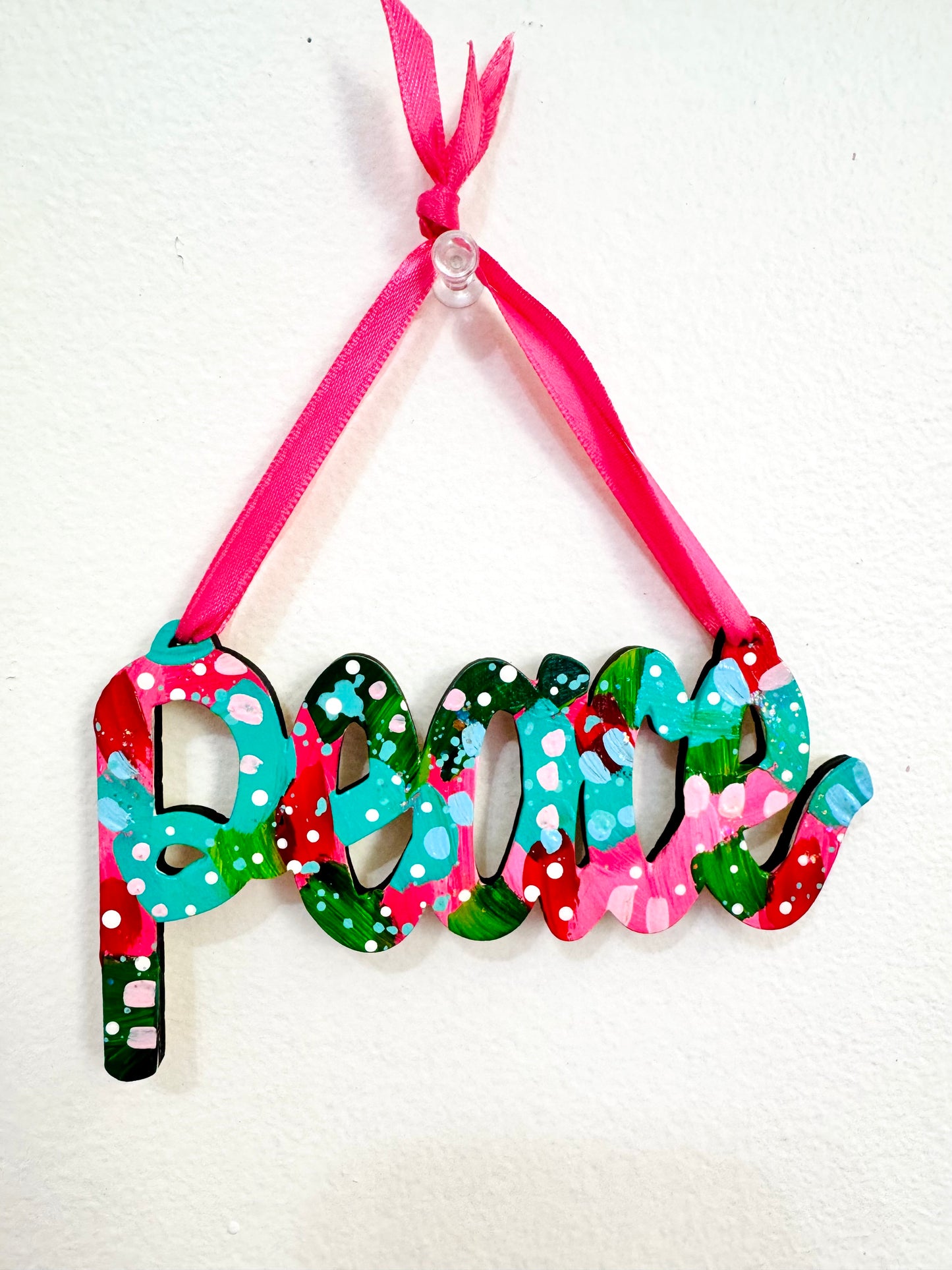 Hand Painted Peace Christmas Ornament 7