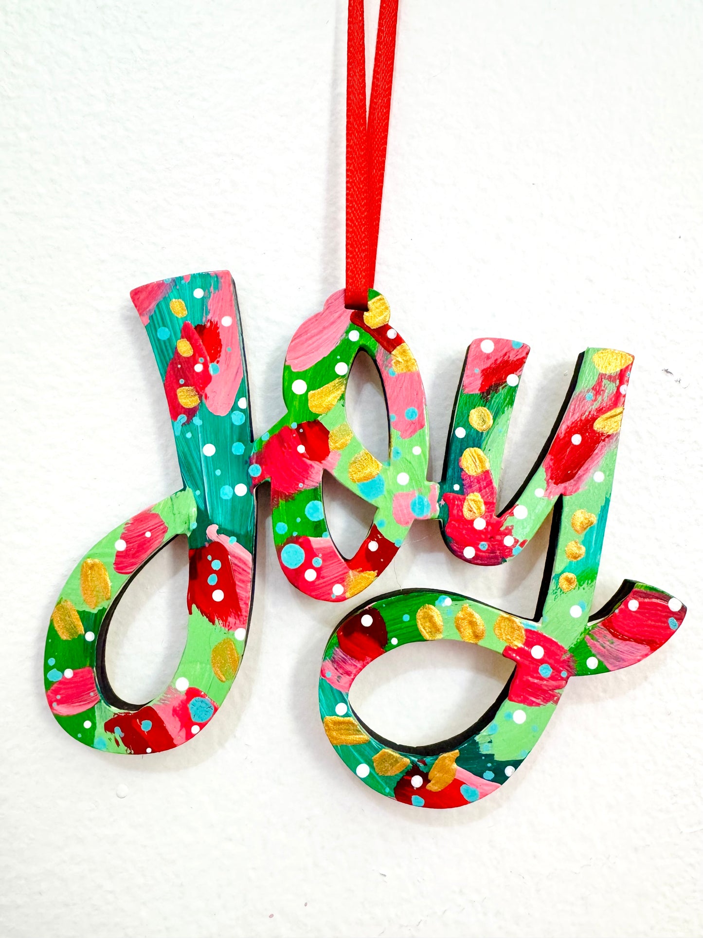 Hand Painted Joy Christmas Ornament 4
