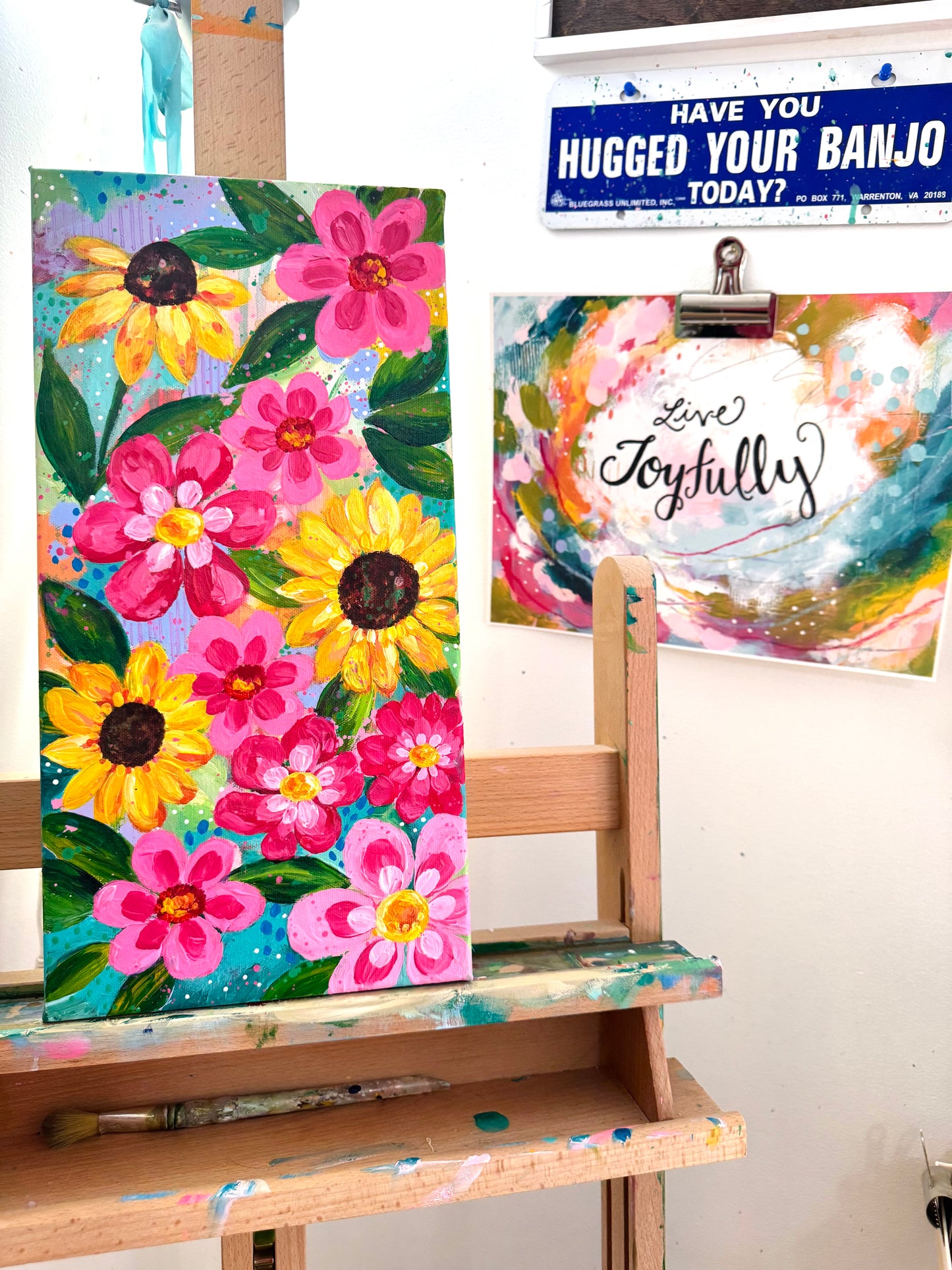 “Wildflower Waltz” 8x16 inch original floral painting on canvas