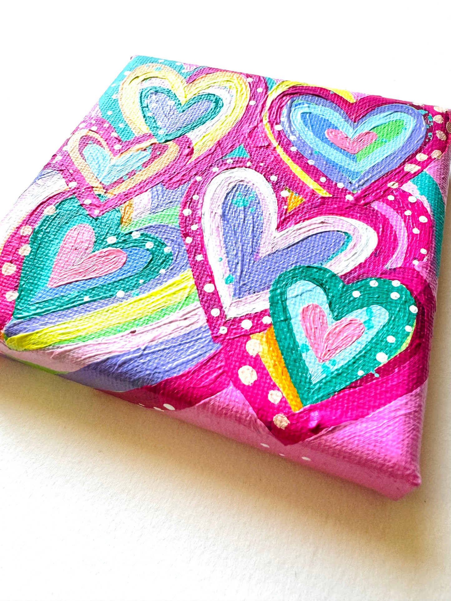Original heart art on 4x4 inch canvas no.1