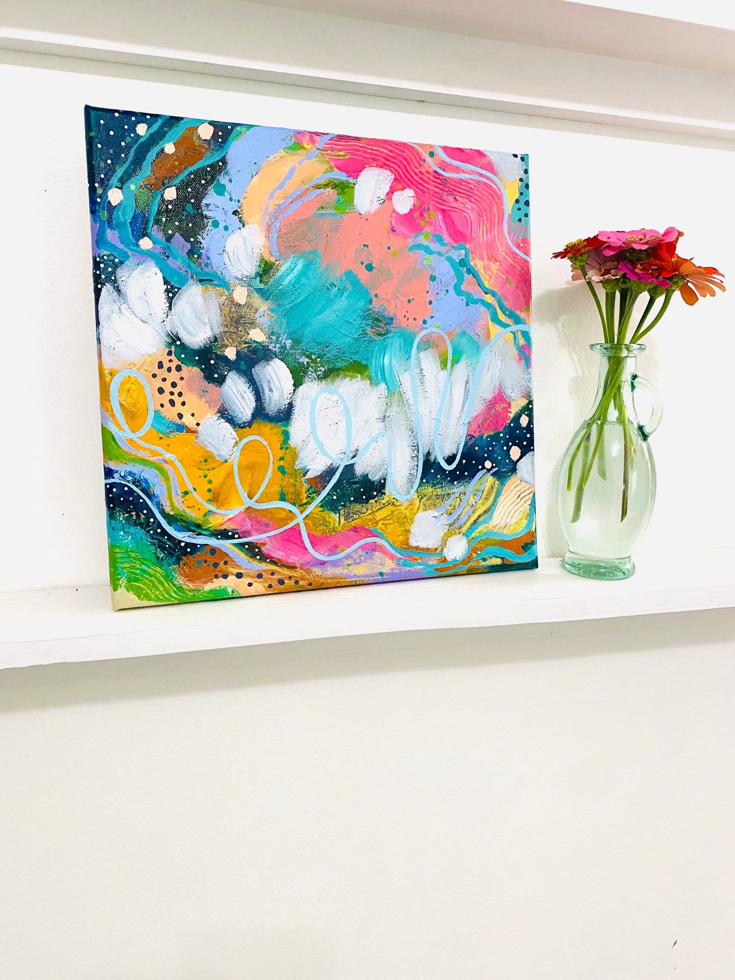 "A New Song" 12x12 inch original abstract painting on canvas