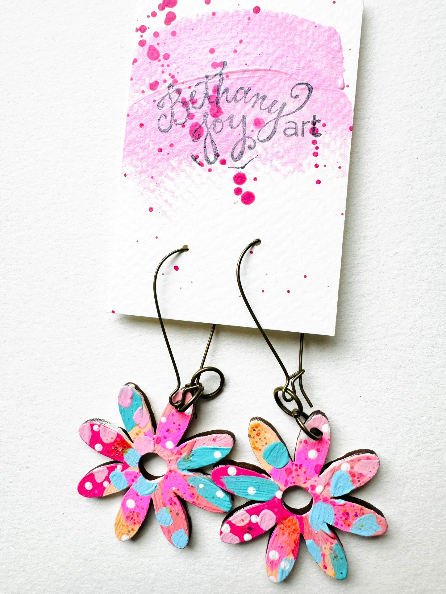Colorful, Hand Painted Flower Earrings 52