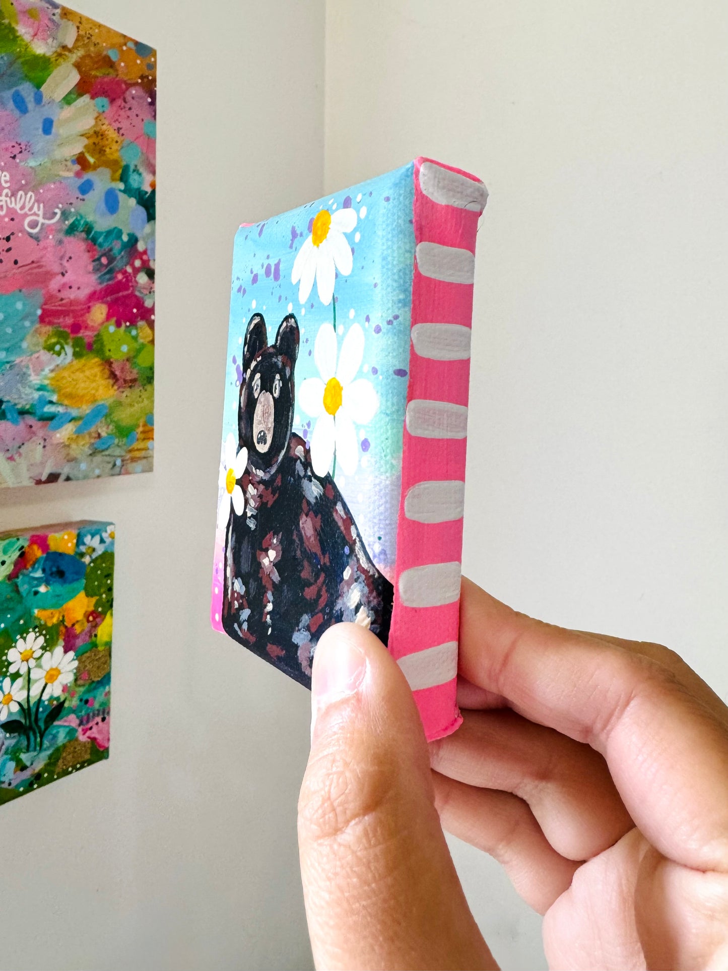 Black Bear Floral Mini Canvas 4