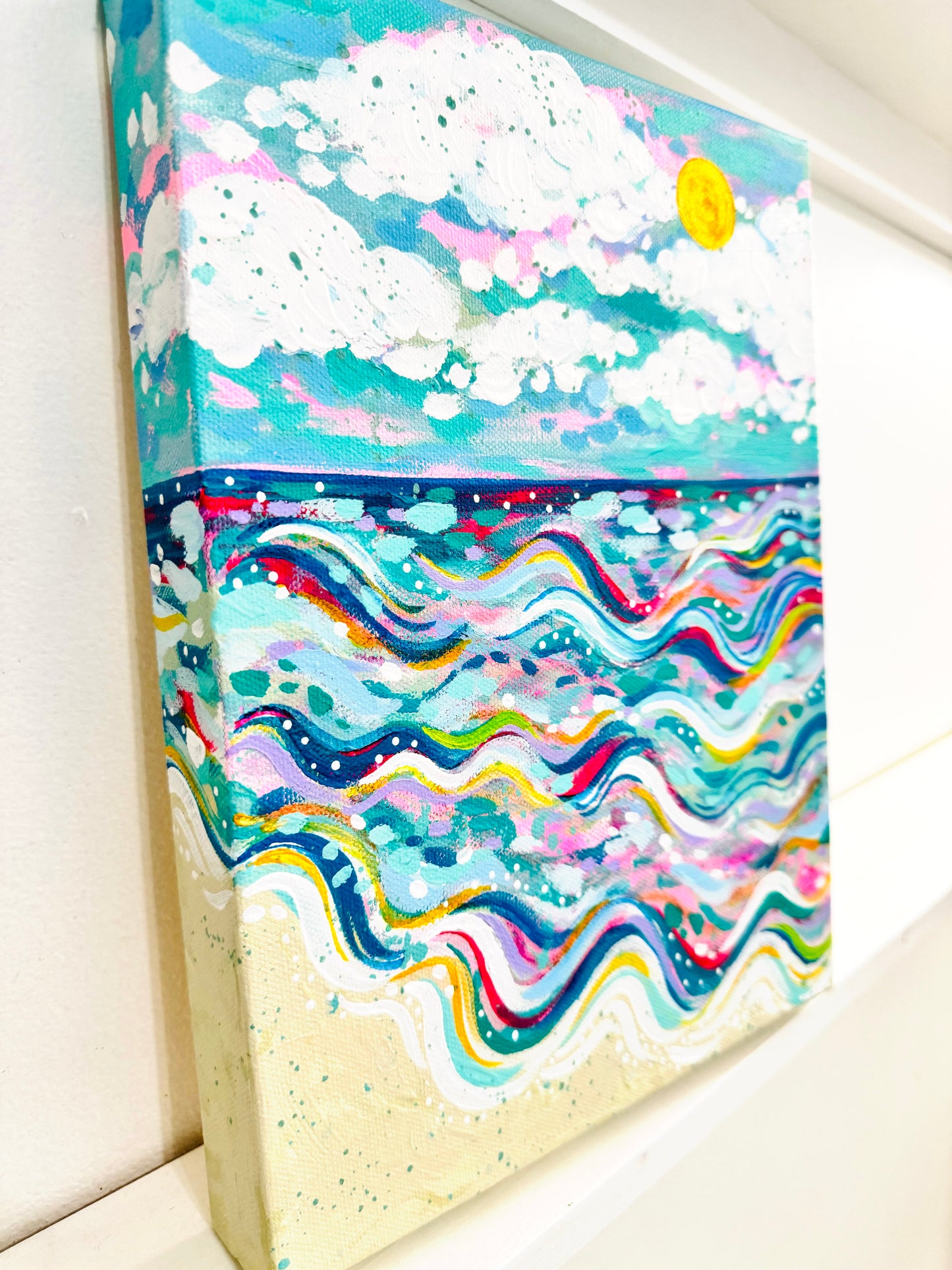 "Waving Colors" 9x12 inch original Beach Inspired Painting