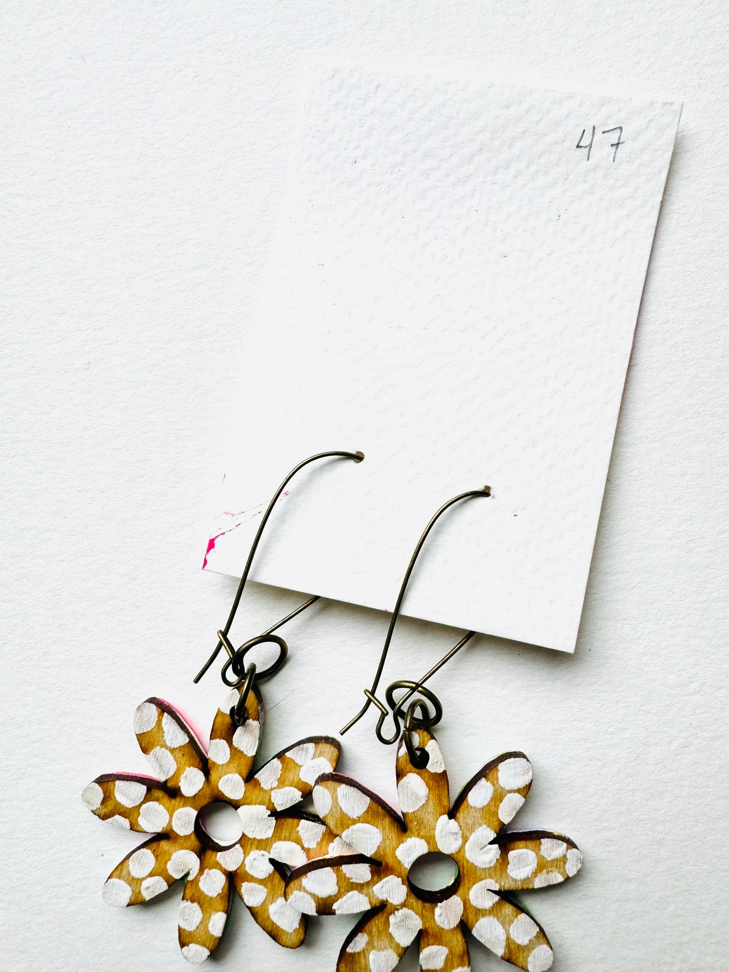 Colorful, Hand Painted Flower Earrings 47