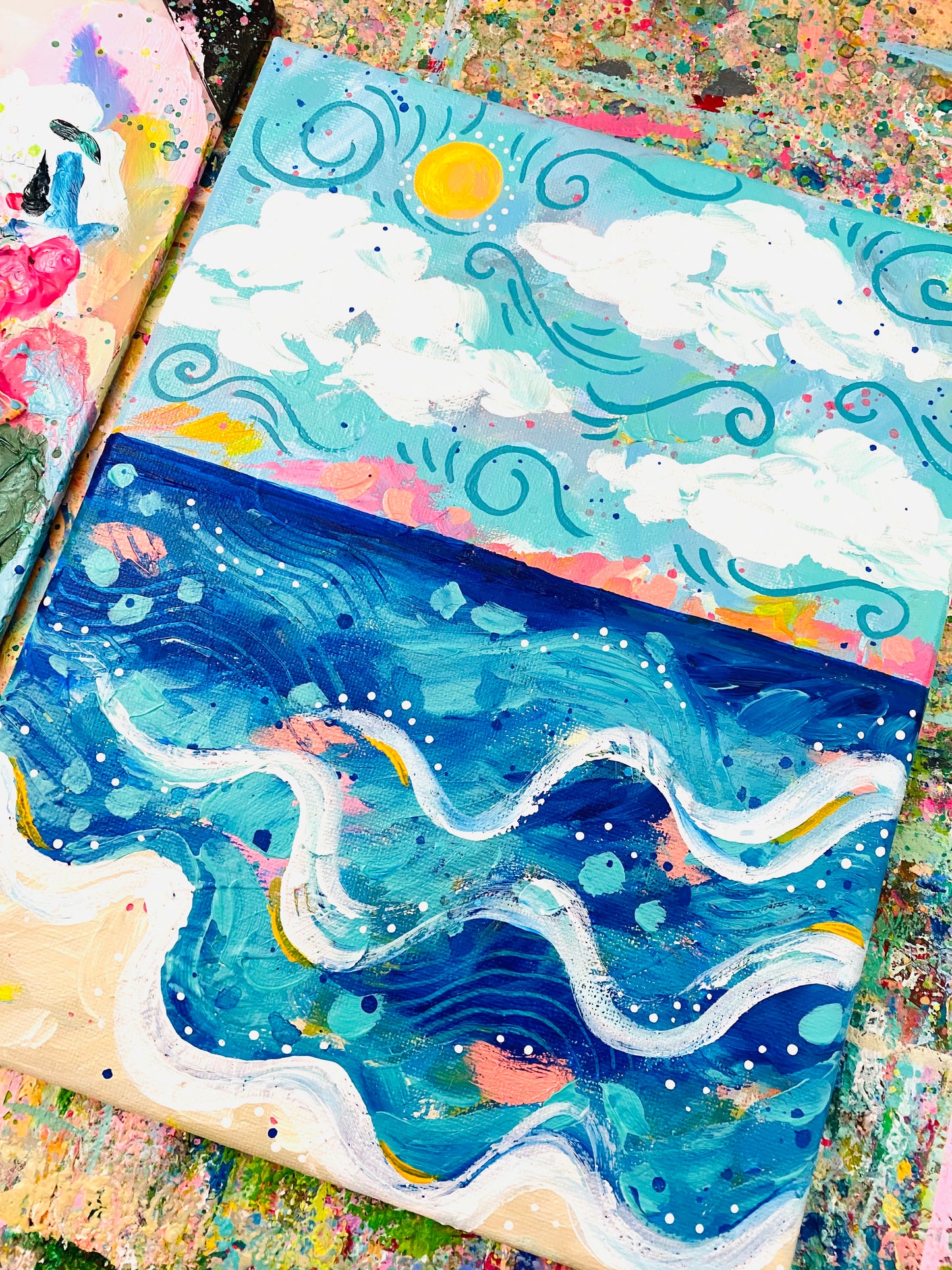 "New Wave" 8x10 inch original beach painting on canvas