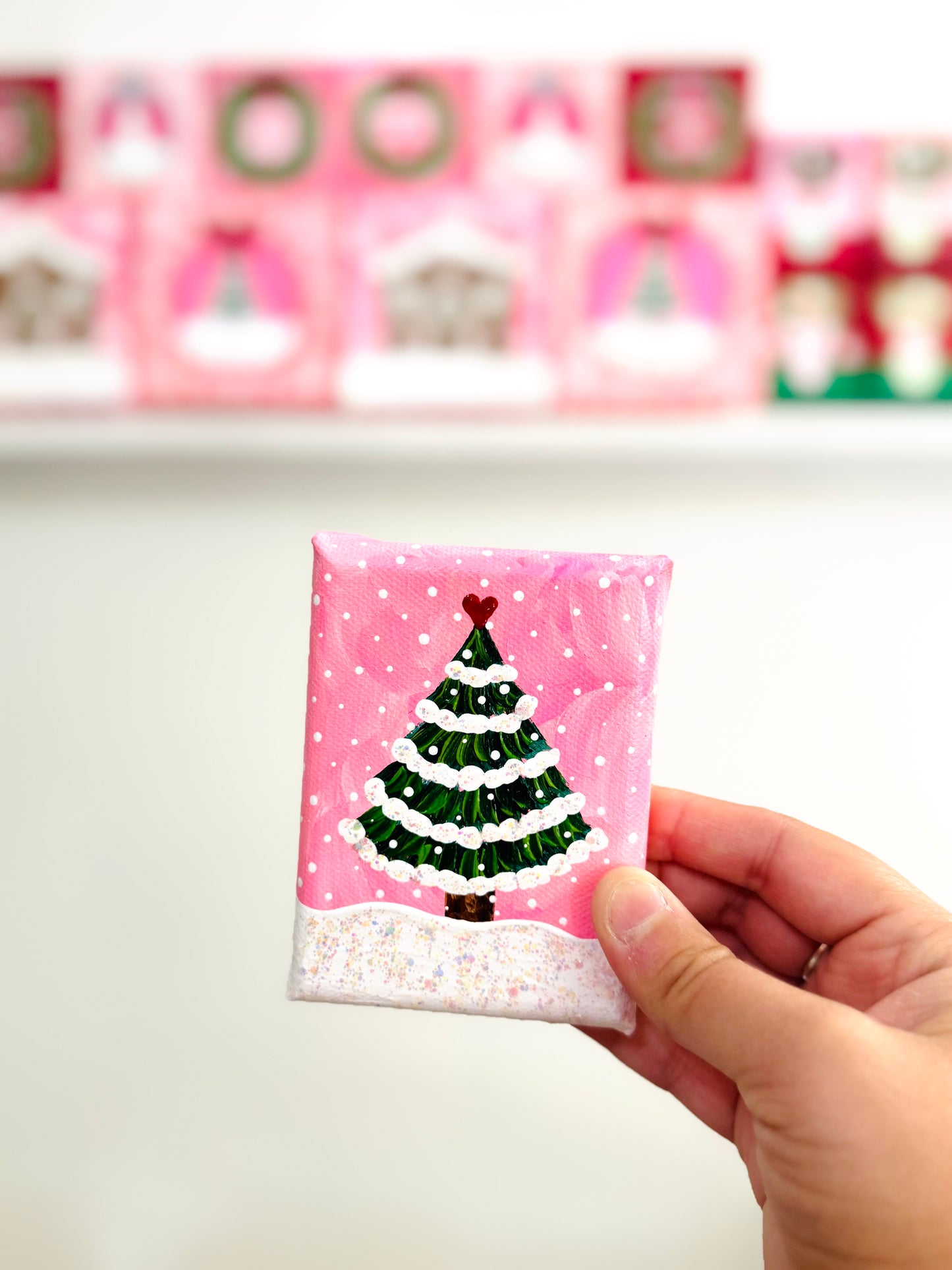 Pink Christmas Tree Mini Canvas 5