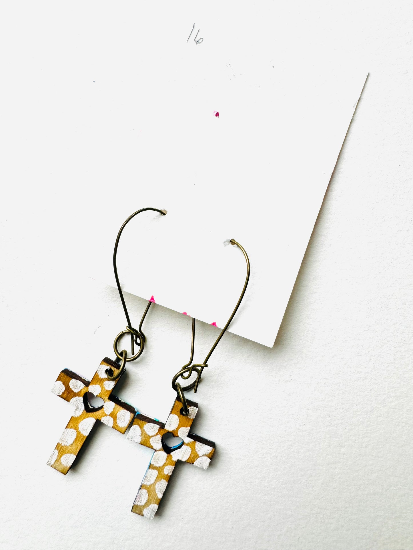 Colorful, Hand Painted Cross Earrings 16