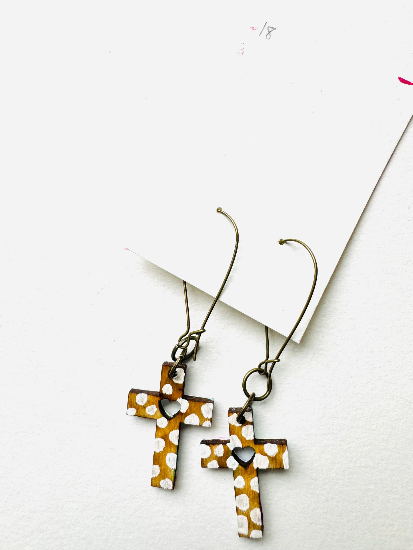 Colorful, Hand Painted Cross Earrings 18