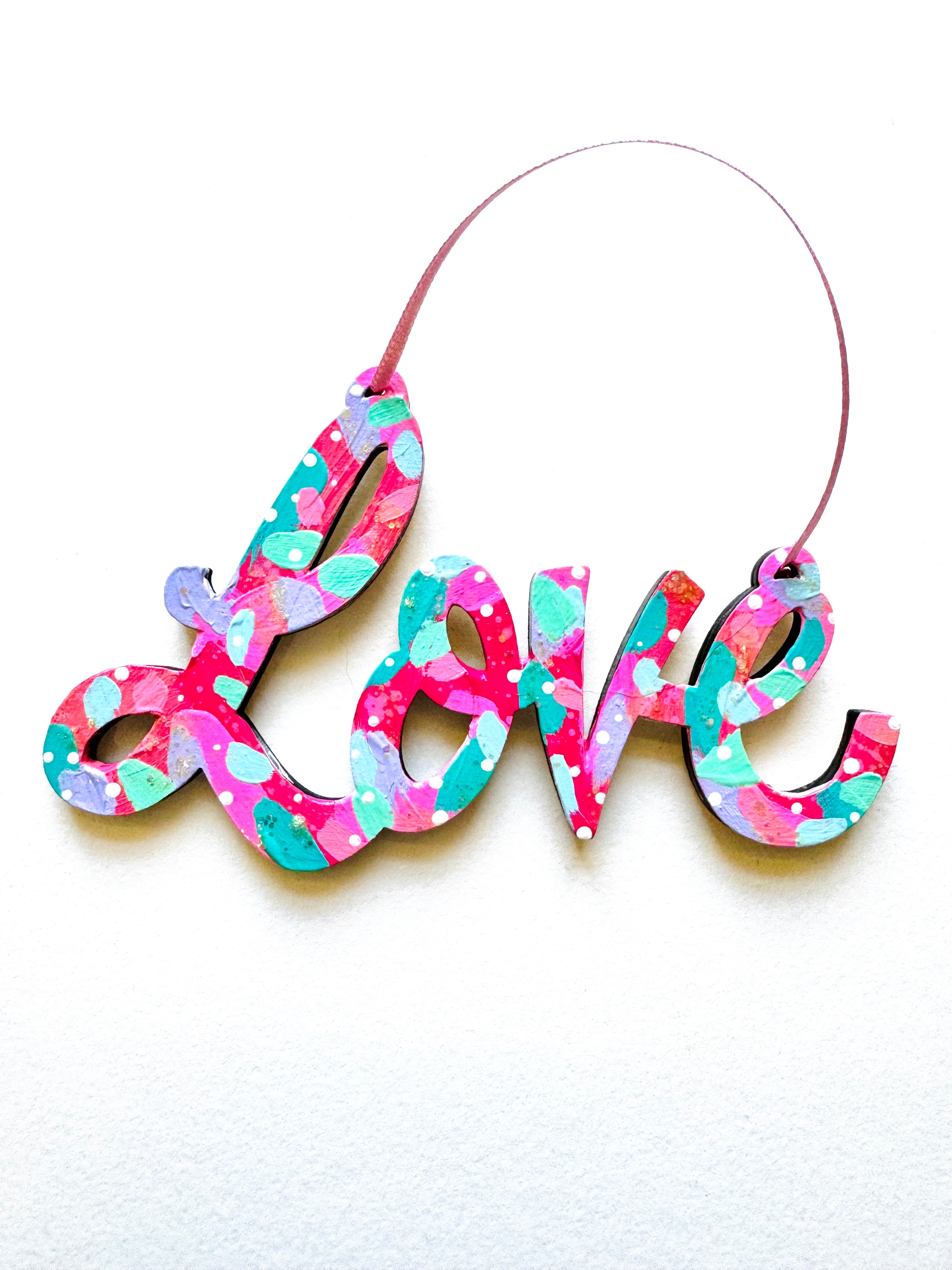 Hand Painted Wooden Love Wall Hanging/Ornament 13 Bethany Joy Art