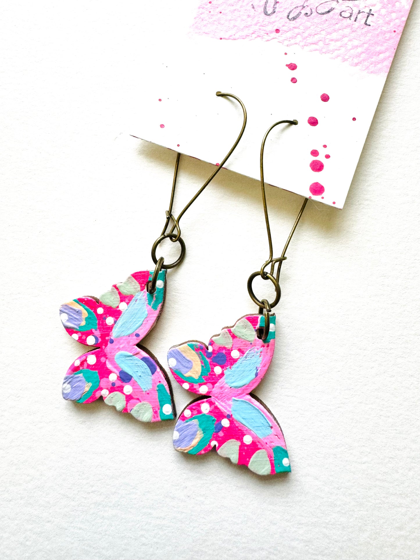 Colorful, Hand Painted Butterfly Earrings 5