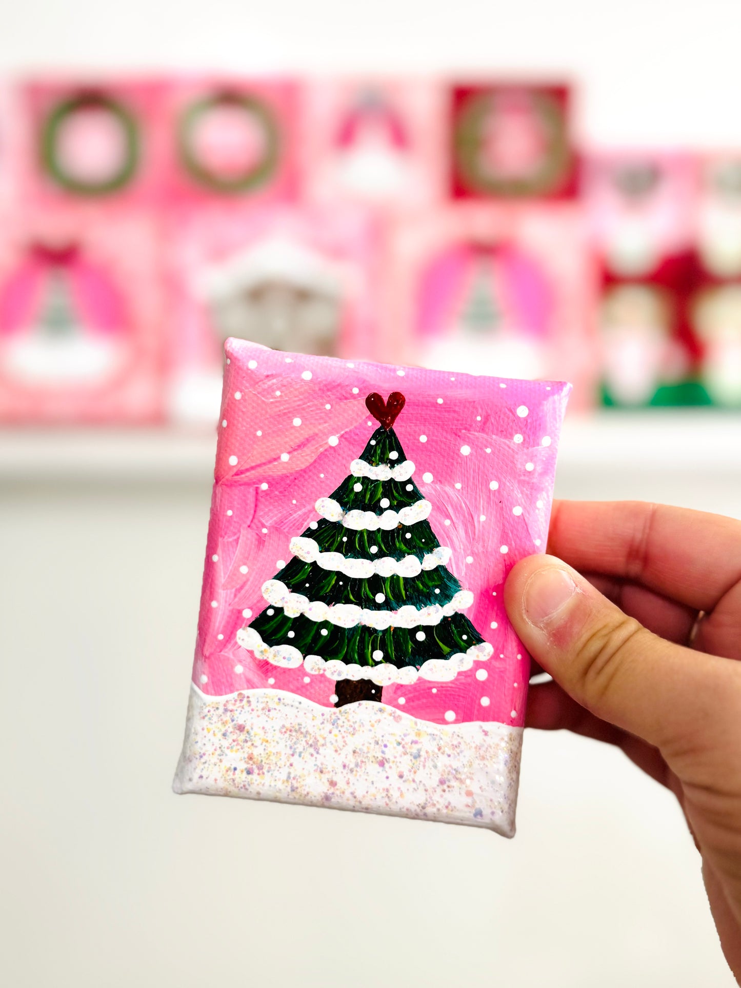 Pink Christmas Tree Mini Canvas 2