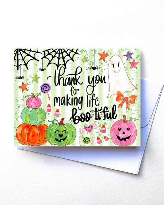 "Thank you for Making Life Boo-ti-ful" Card with Envelope