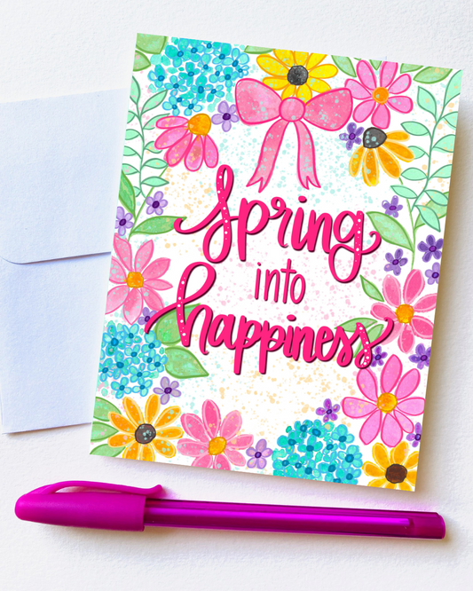 "Spring into Happiness" Card with Envelope