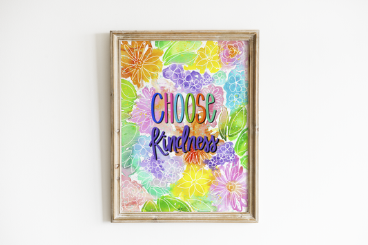 "Choose Kindness Abstract Floral" Bethany Joy Art Print