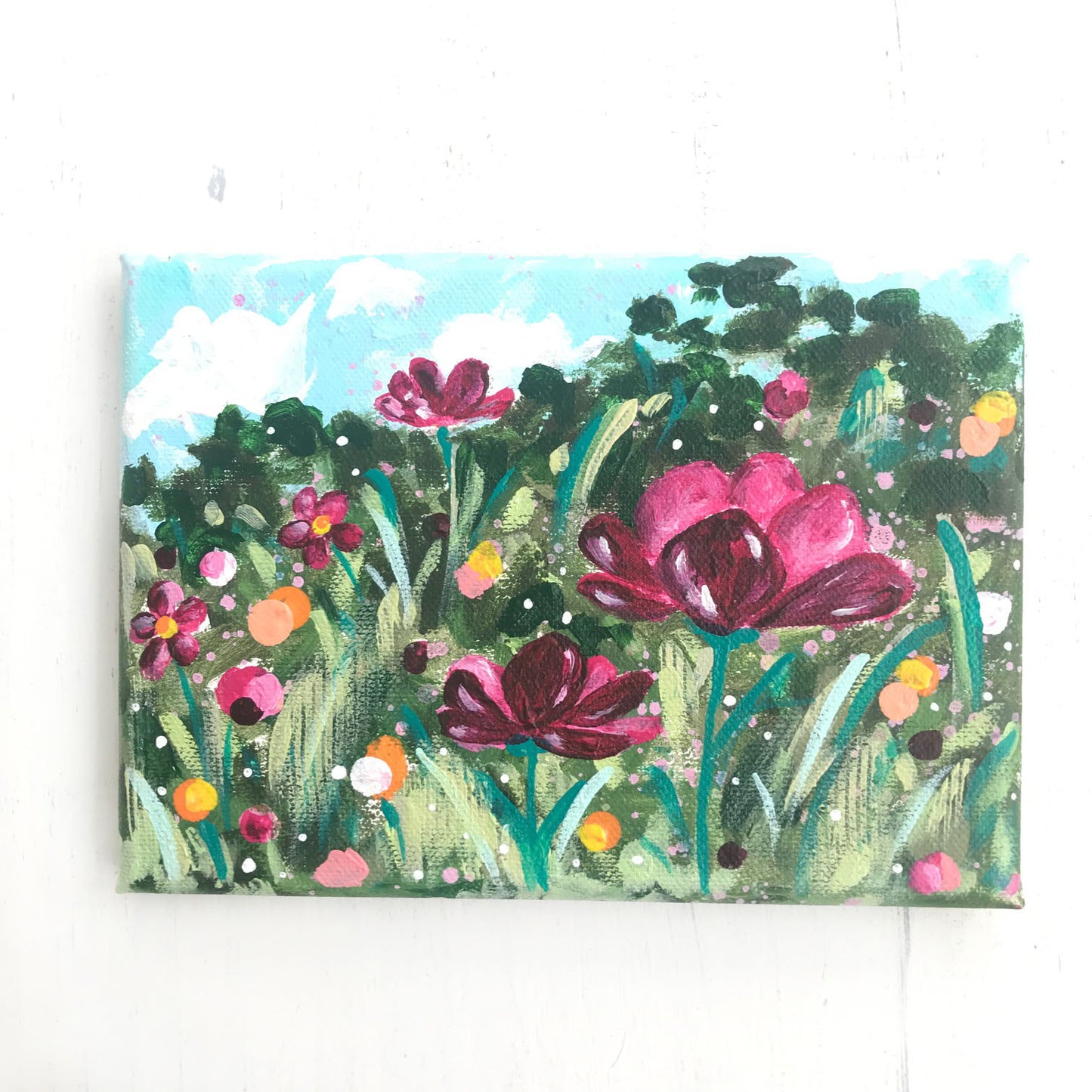 "Wildflower Garden 3" 5x7 inch Original Floral Painting on Canvas - Bethany Joy Art