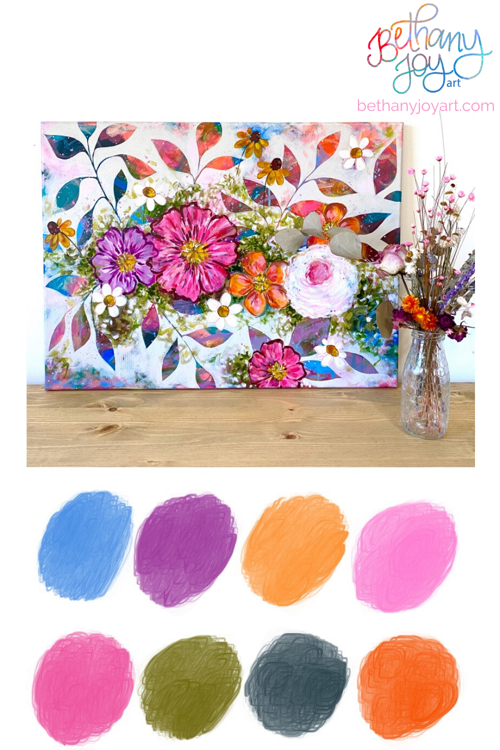 "New Miracles Every Morning" Floral Original Painting on 20x24 inch canvas - Bethany Joy Art