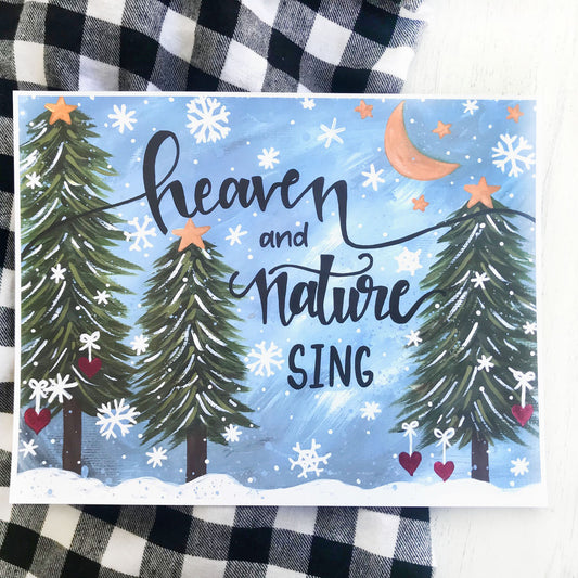 "Heaven and Nature Sing" Christmas 11x8.5 inch Art Print Holiday Home Decor - Bethany Joy Art