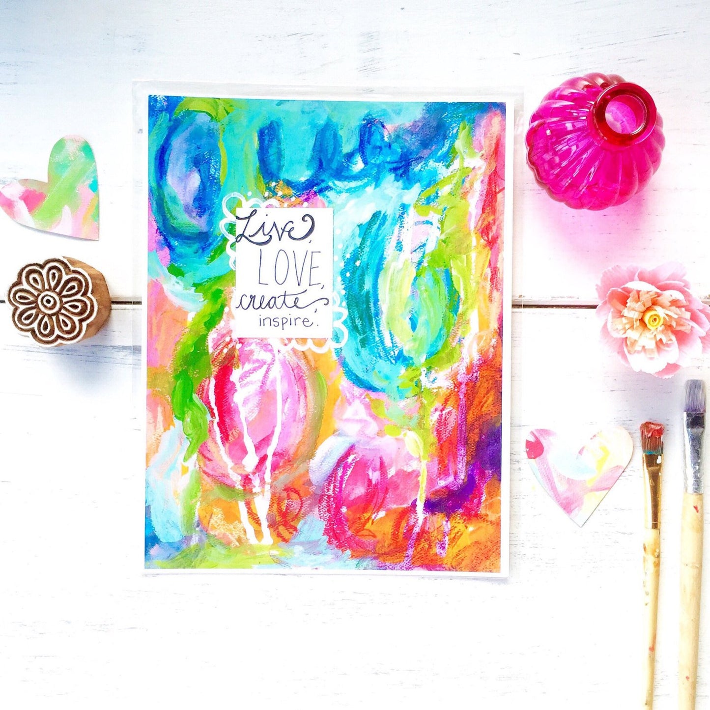 Mixed Media Paper Print: "Live, Love, Create, Inspire" - Bethany Joy Art