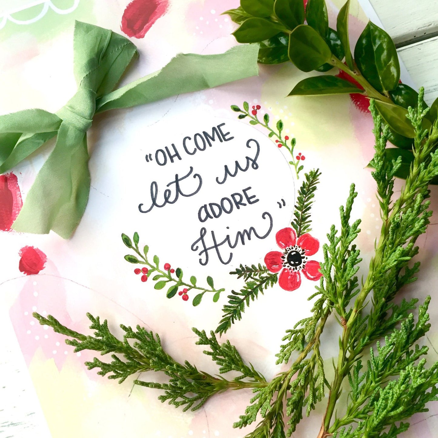 Inspirational Christmas Art Print: "Oh Come Let Us Adore Him" 8.5x11 inch Print / Christmas Art / Christmas Wall Decor / Christmas Gift - Bethany Joy Art