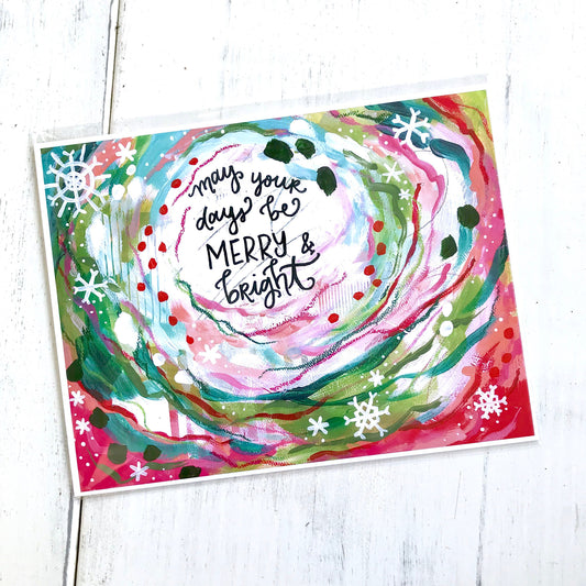 May your days be Merry and Bright / 11 x 8.5 inch inspirational art print / Christmas decorations / Holiday home decor / colorful art gift - Bethany Joy Art