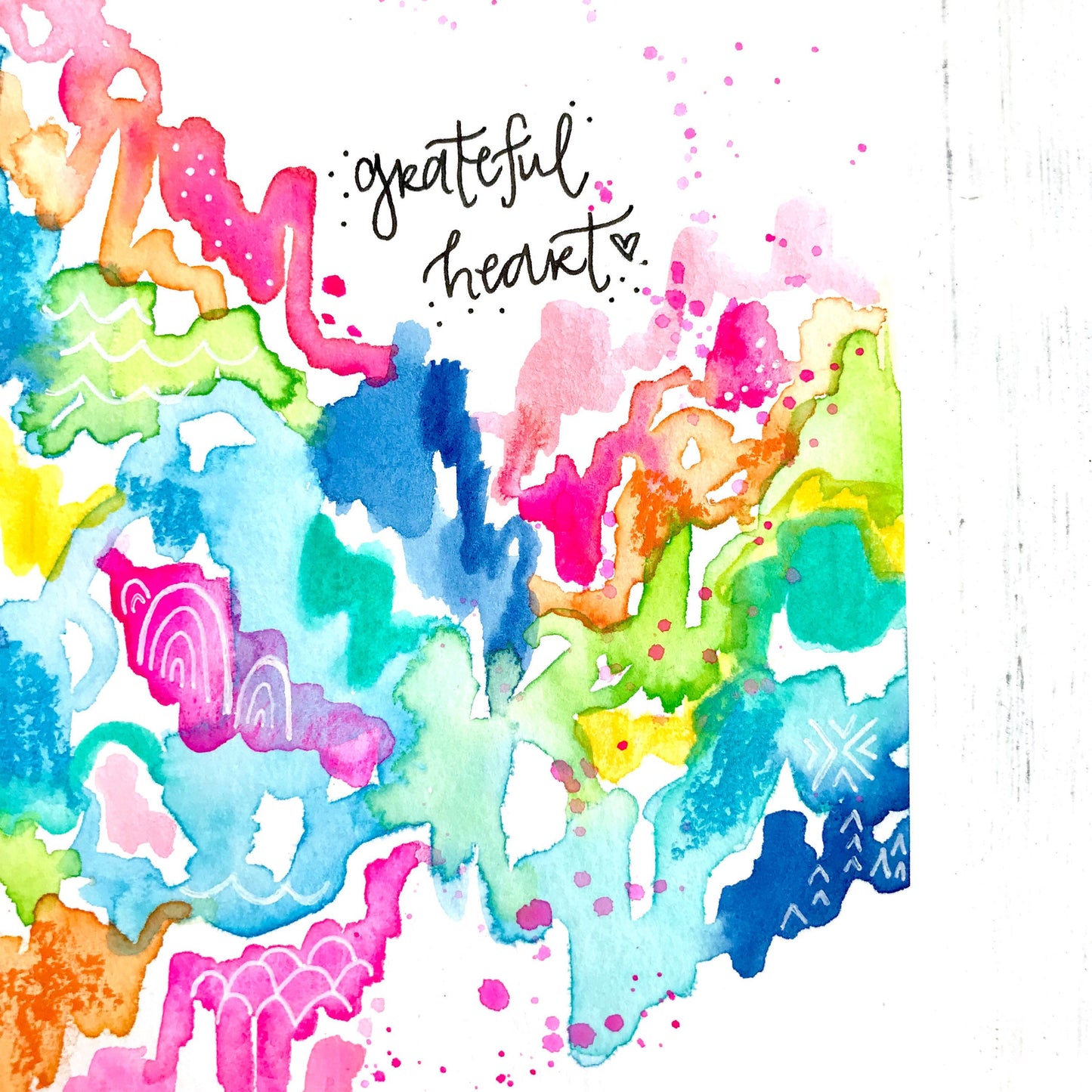 Mixed media original painting "grateful heart" on 6x9 inch watercolor paper with white mat to fit 8x10 inch frame / travel inspired painting - Bethany Joy Art