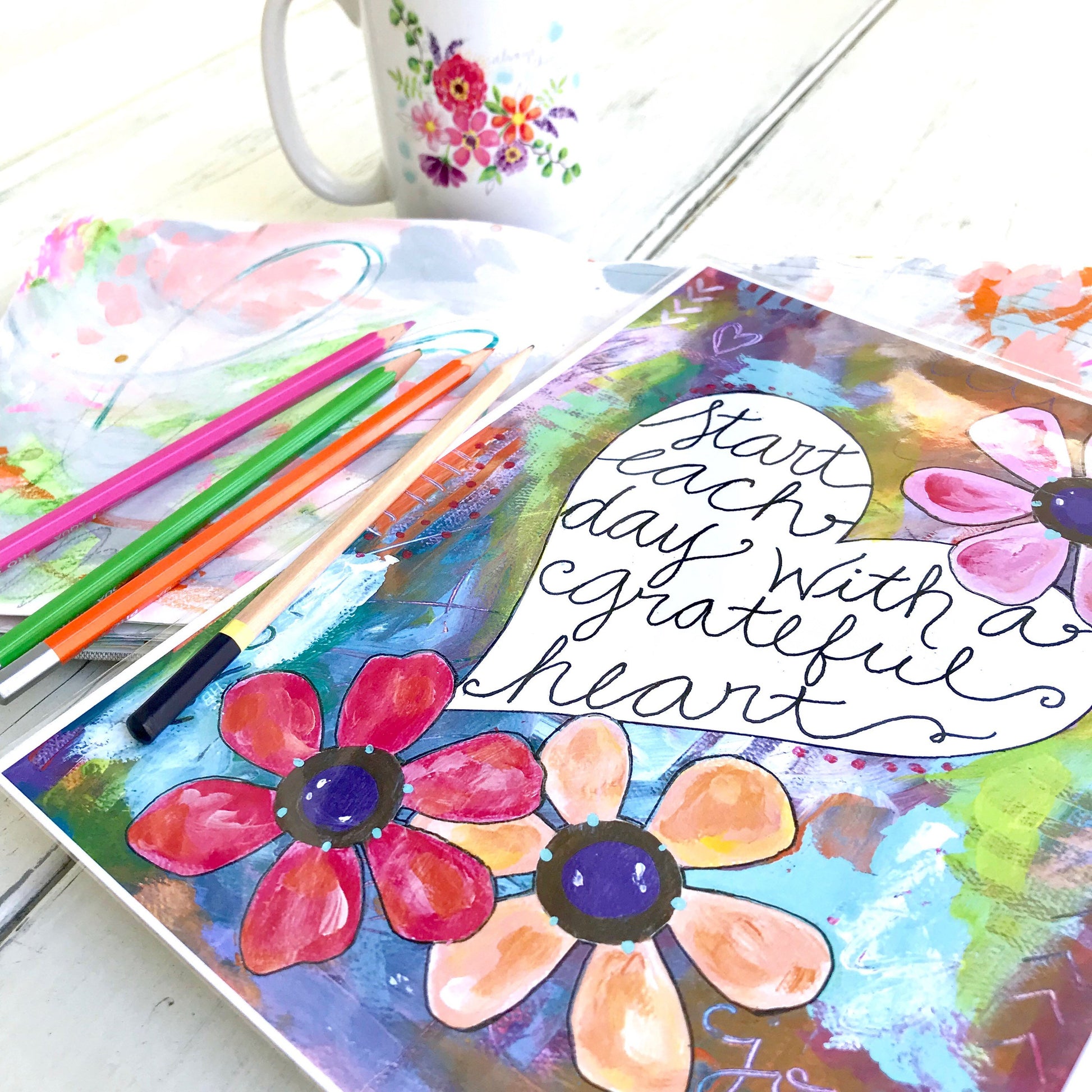Mixed Media Paper Print: "Grateful Heart" - Bethany Joy Art