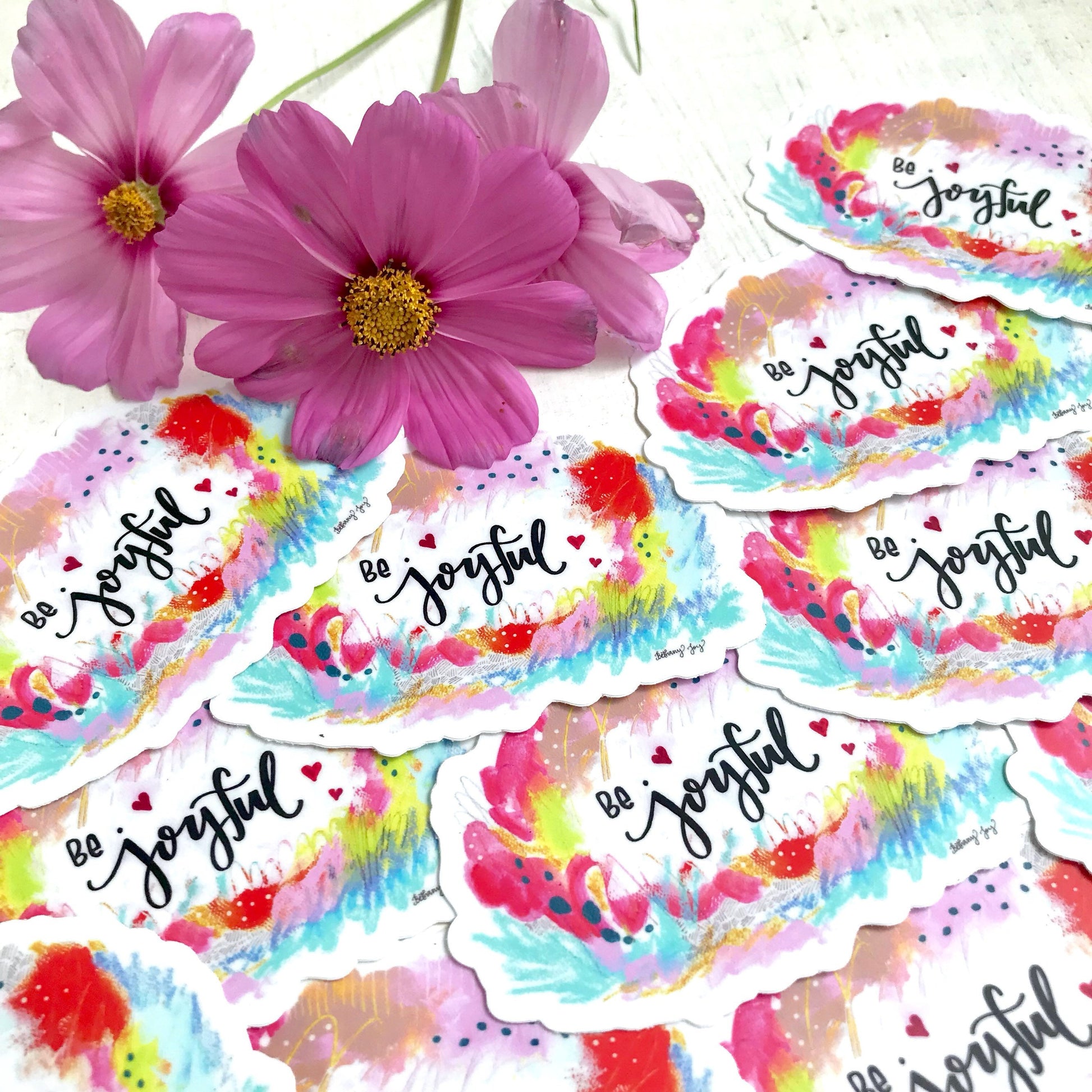 Be Joyful Sticker / Water Bottle Sticker / Bumper Sticker / Laptop Sticker - Bethany Joy Art
