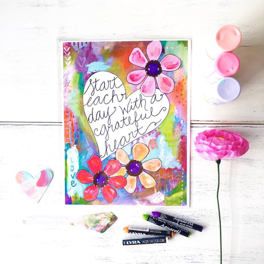 Mixed Media Paper Print: "Grateful Heart" - Bethany Joy Art