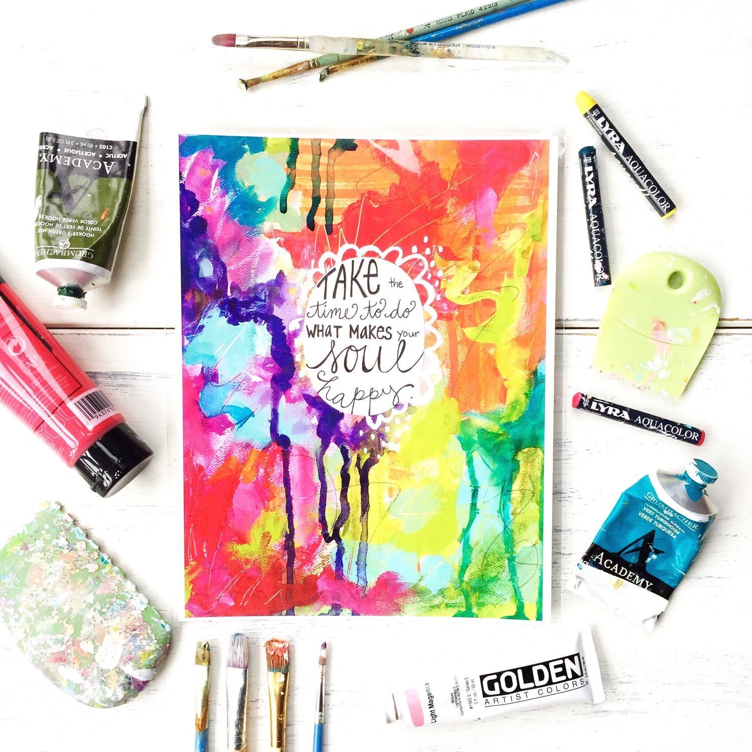 Inspirational Art - "Happy Soul" - 8.5x11 Print - Bethany Joy Art