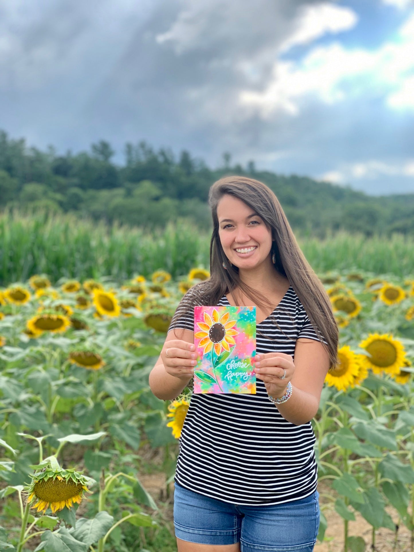 August 2020 Daily Painting Day 4 “The Happiest Sunflower” 5x7 inch original