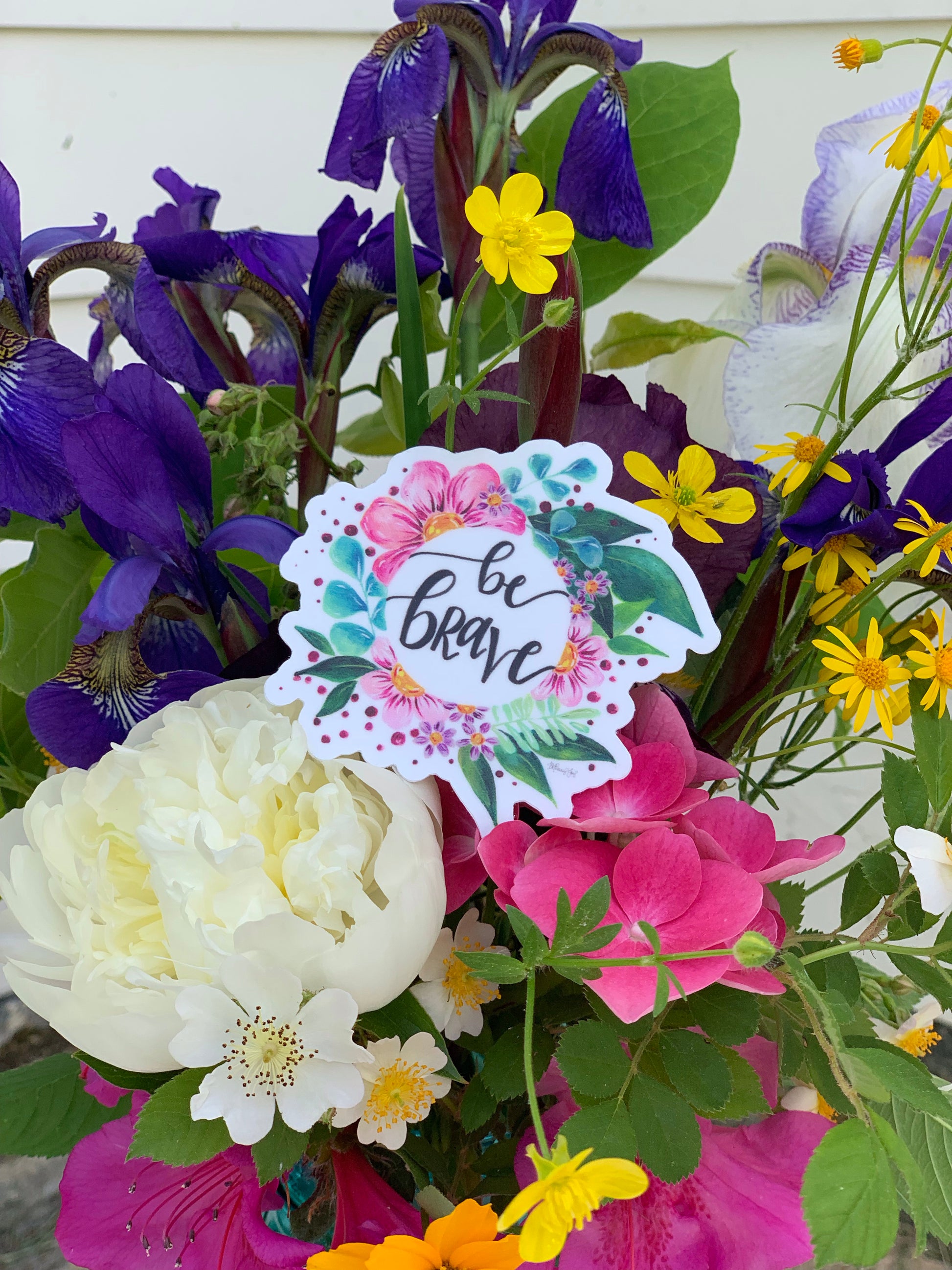 Be Brave Floral Vinyl Sticker - Bethany Joy Art
