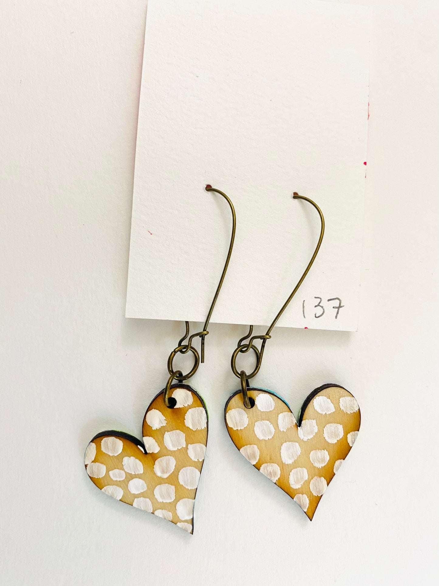 Colorful, Hand Painted, Heart Shaped Earrings 137