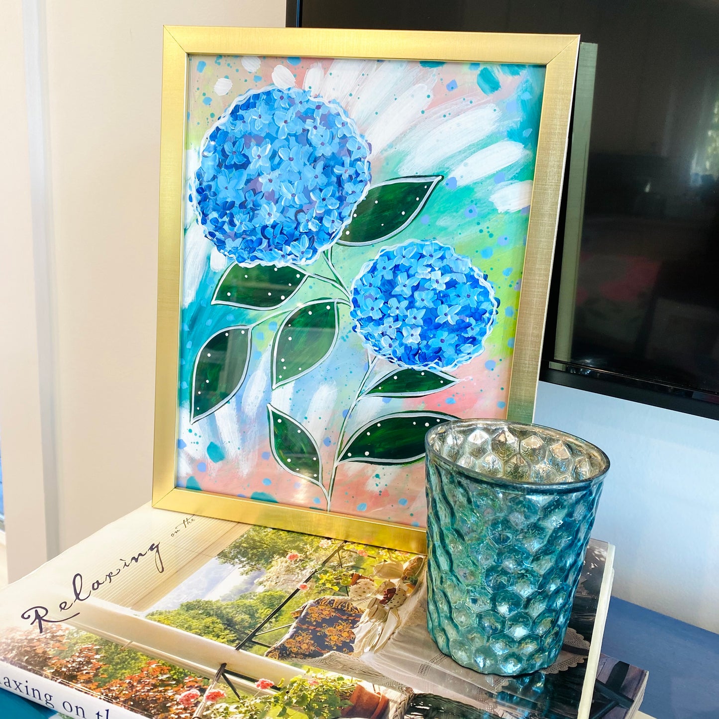 February Flowers Day 25 Hydrangea 8.5x11 inch original painting