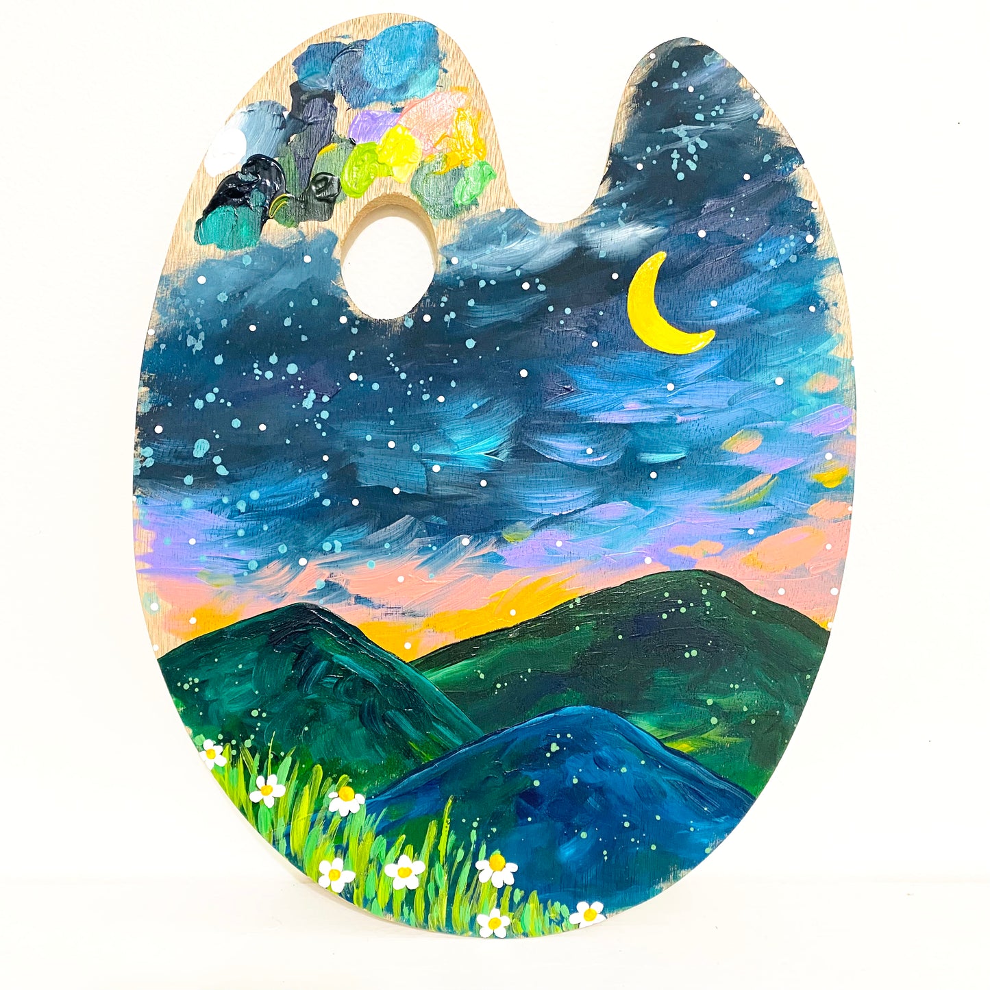 August 2022 Daily Paint Palette Painting Day 9 - Mountain Moonscape