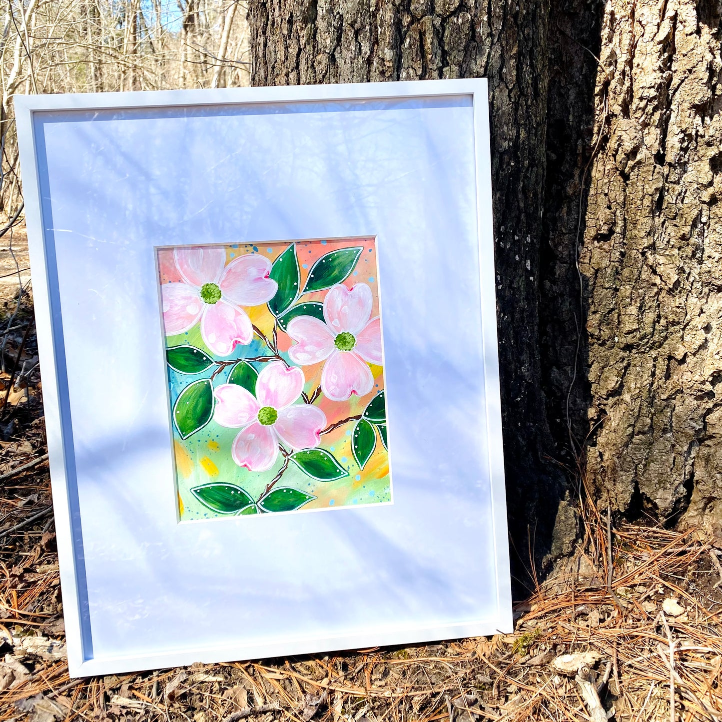 February Flowers Day 23 Dogwood 8.5x11 inch original painting
