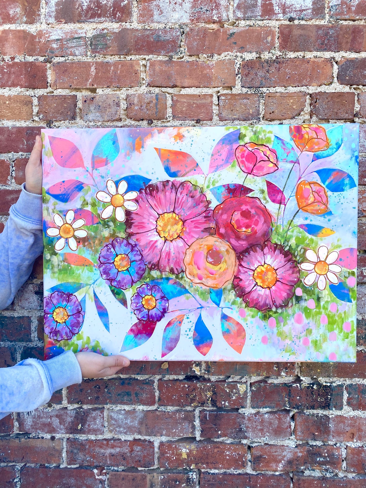 "Bloom Wildly" Floral Original Painting on 20x24 inch canvas - Bethany Joy Art