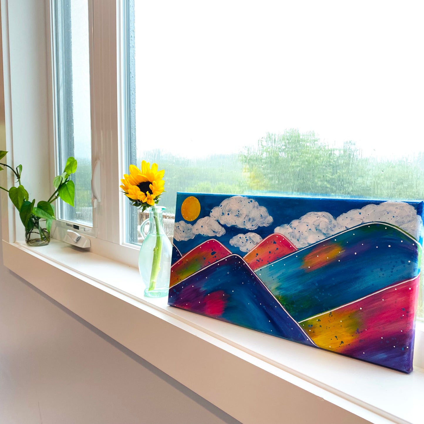 "The Mountains are Calling" 8x16 inch Original Mountain Inspired Painting on Canvas with painted sides