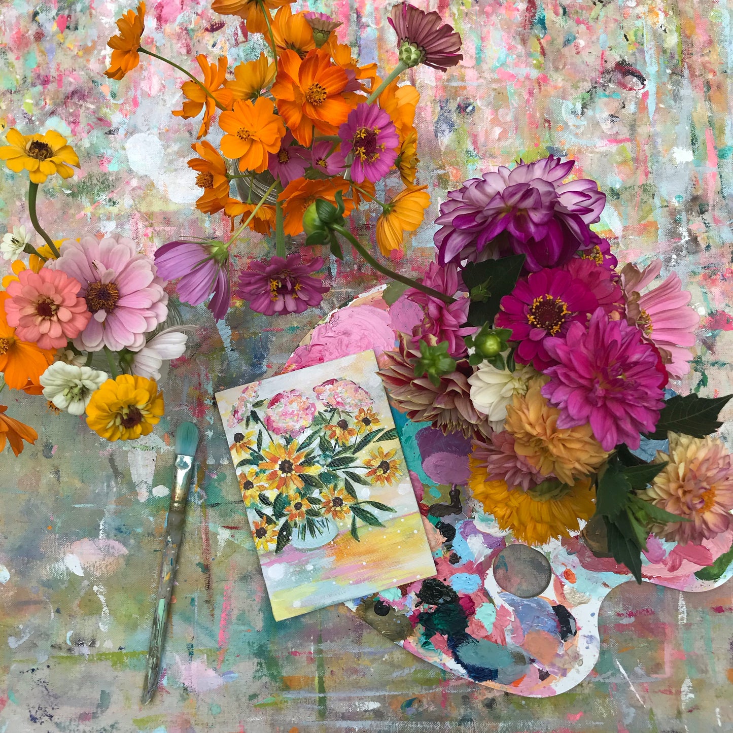 August Daily Painting Day 10 “Be The Sunshine" 5x7 inch Floral Original - Bethany Joy Art