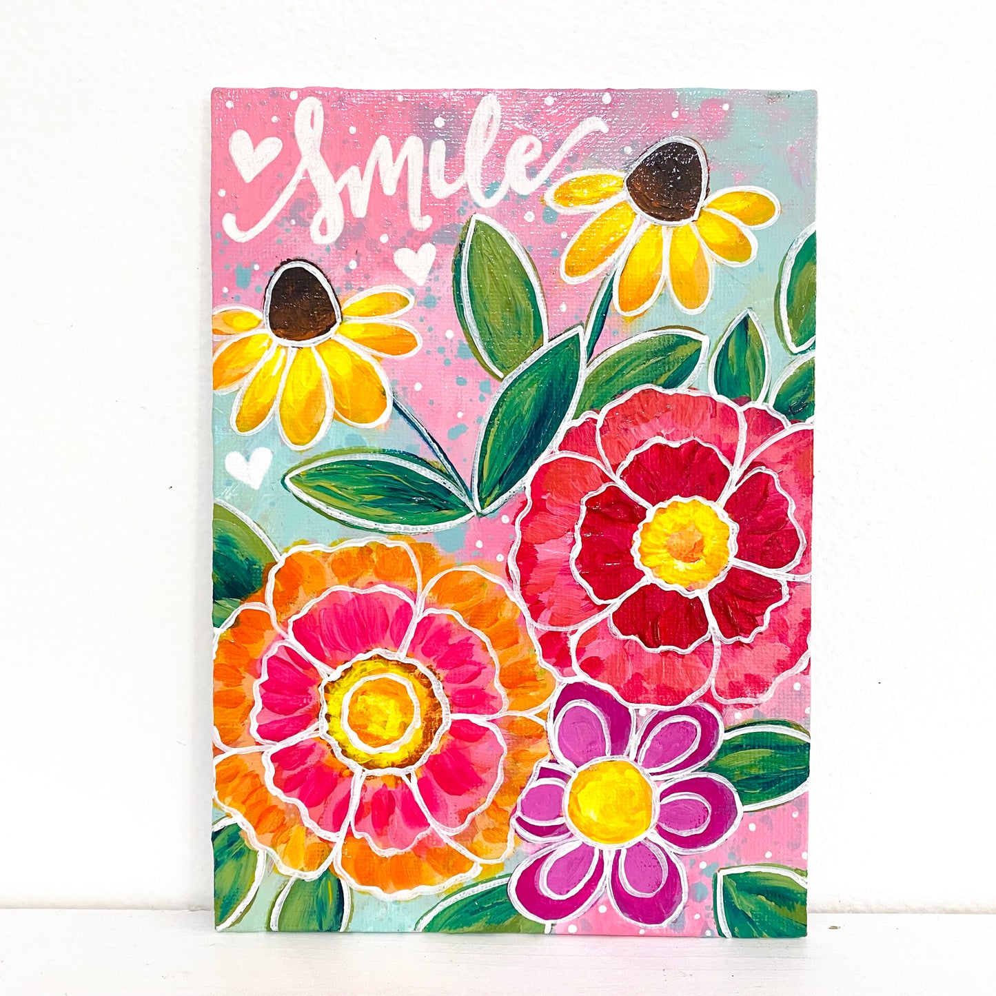 September 2021 Daily Painting Day 15 “Happy Blooms” 5x7 inch original