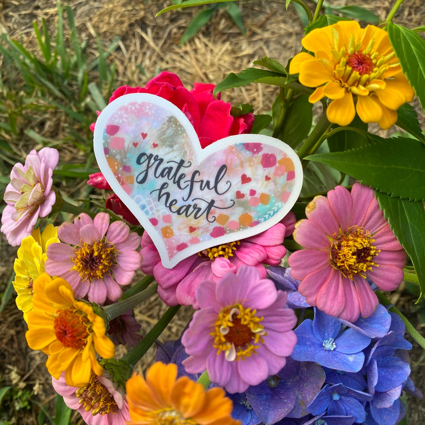 Grateful Heart Vinyl Sticker