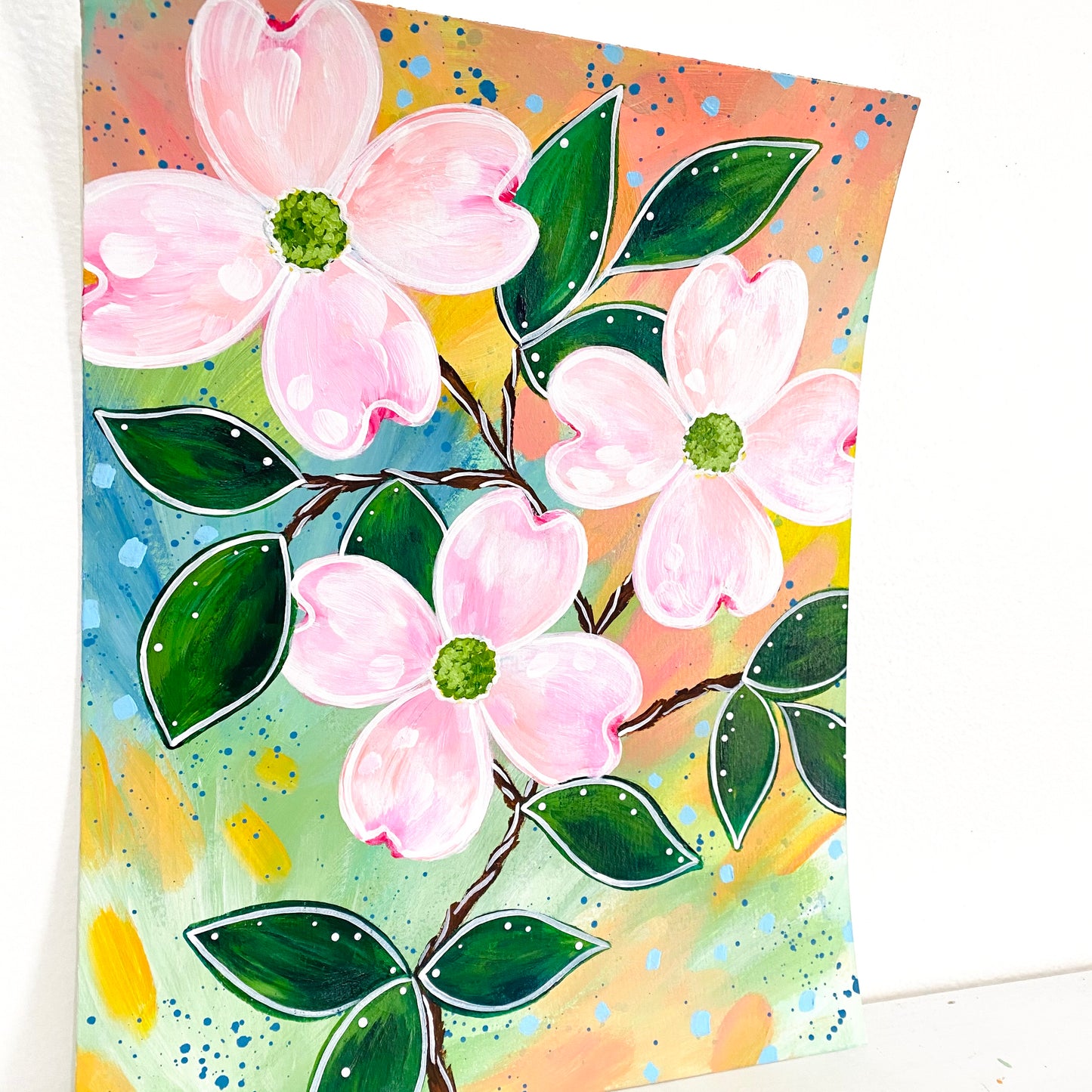 February Flowers Day 23 Dogwood 8.5x11 inch original painting