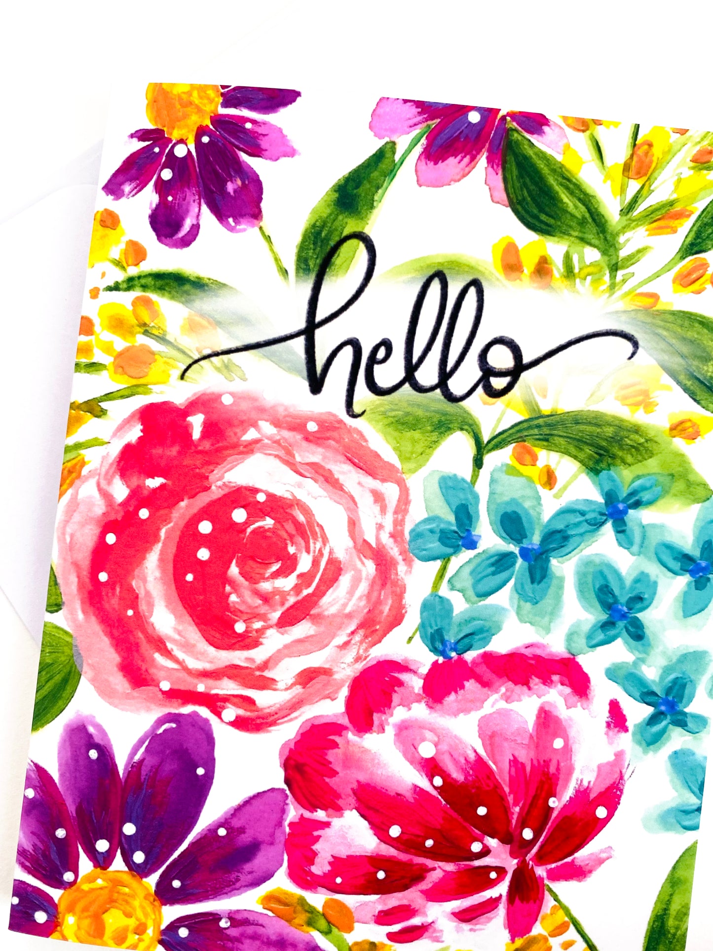“Hello" Floral Card with Envelope